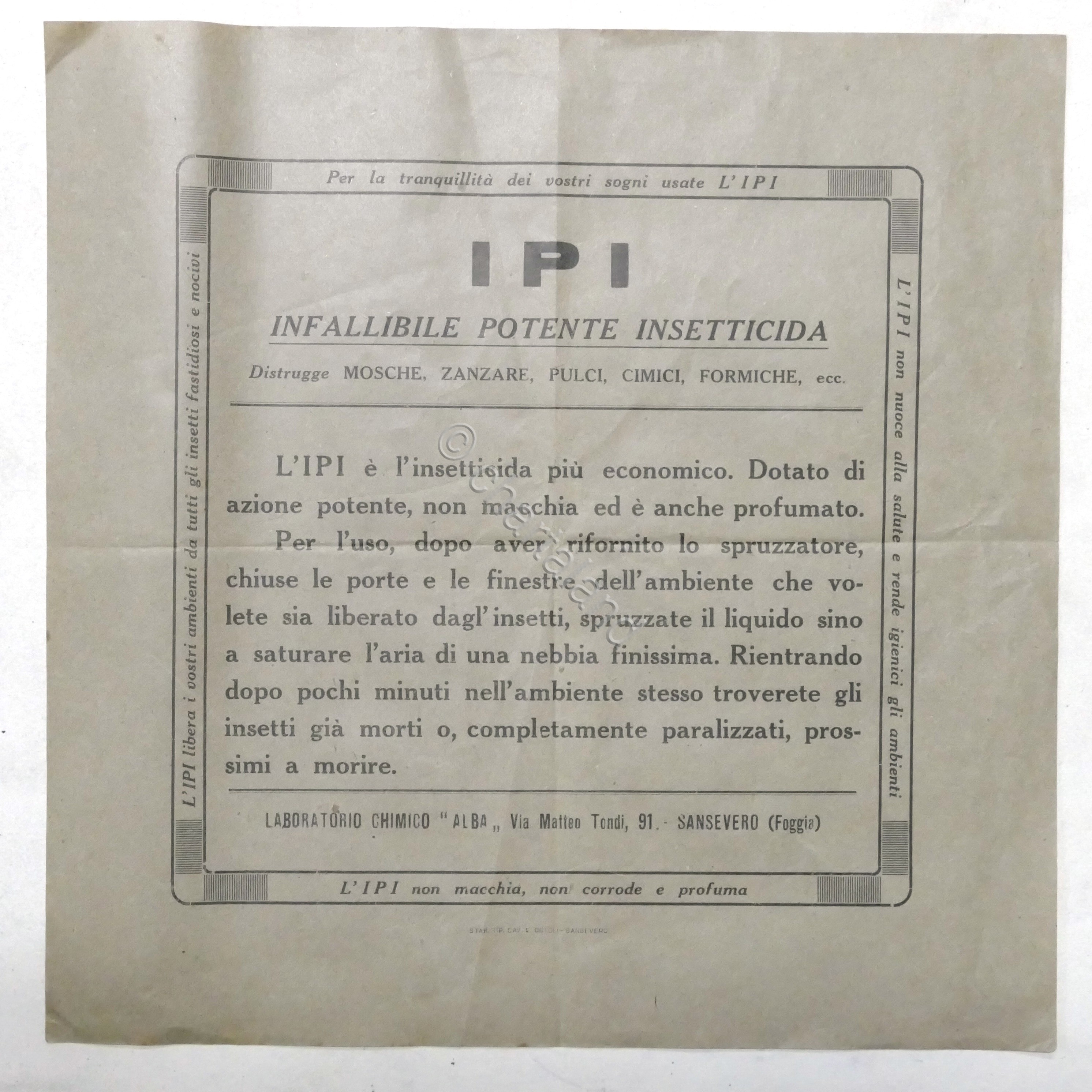 Pubblicità - IPI - Infallibile Potente Insetticida - anni '30