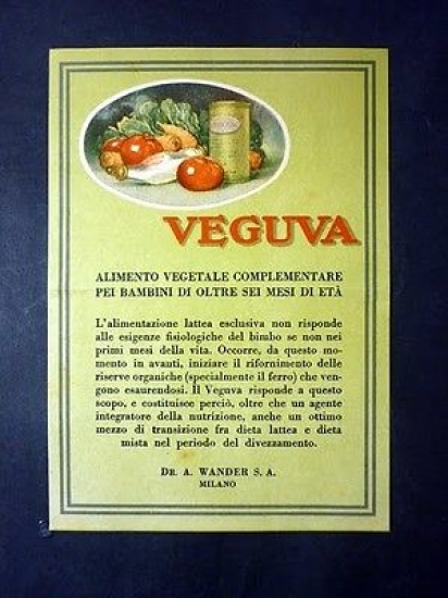 Pubblicità Alimentari - Veguva - Alimento Vegetale Complementare - 1939 …