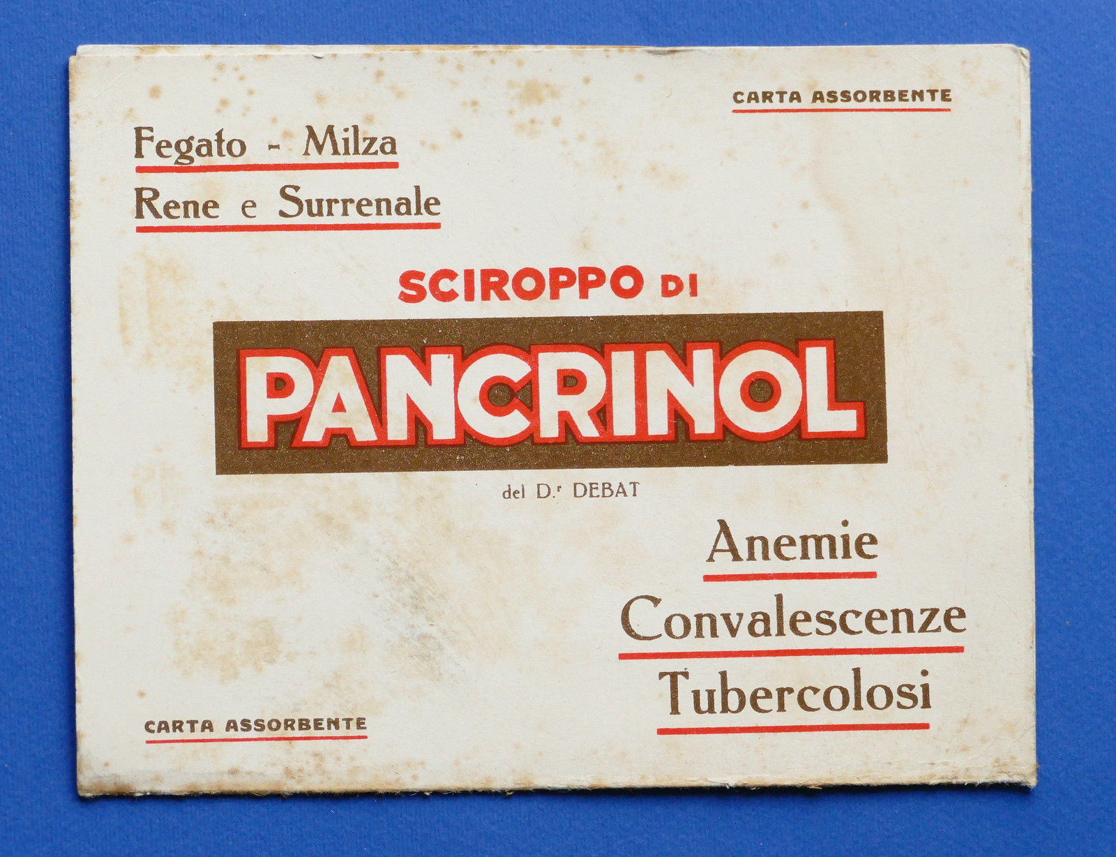 Pubblicità Carta Assorbente - Sciroppo di Pancrinol - Laboratori Inotyol
