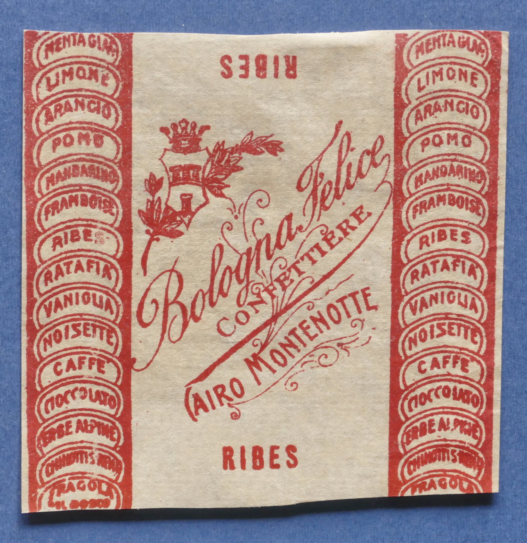 Pubblicità Carta confezione epoca Confettiere Bologna F. - Cairo Montenotte