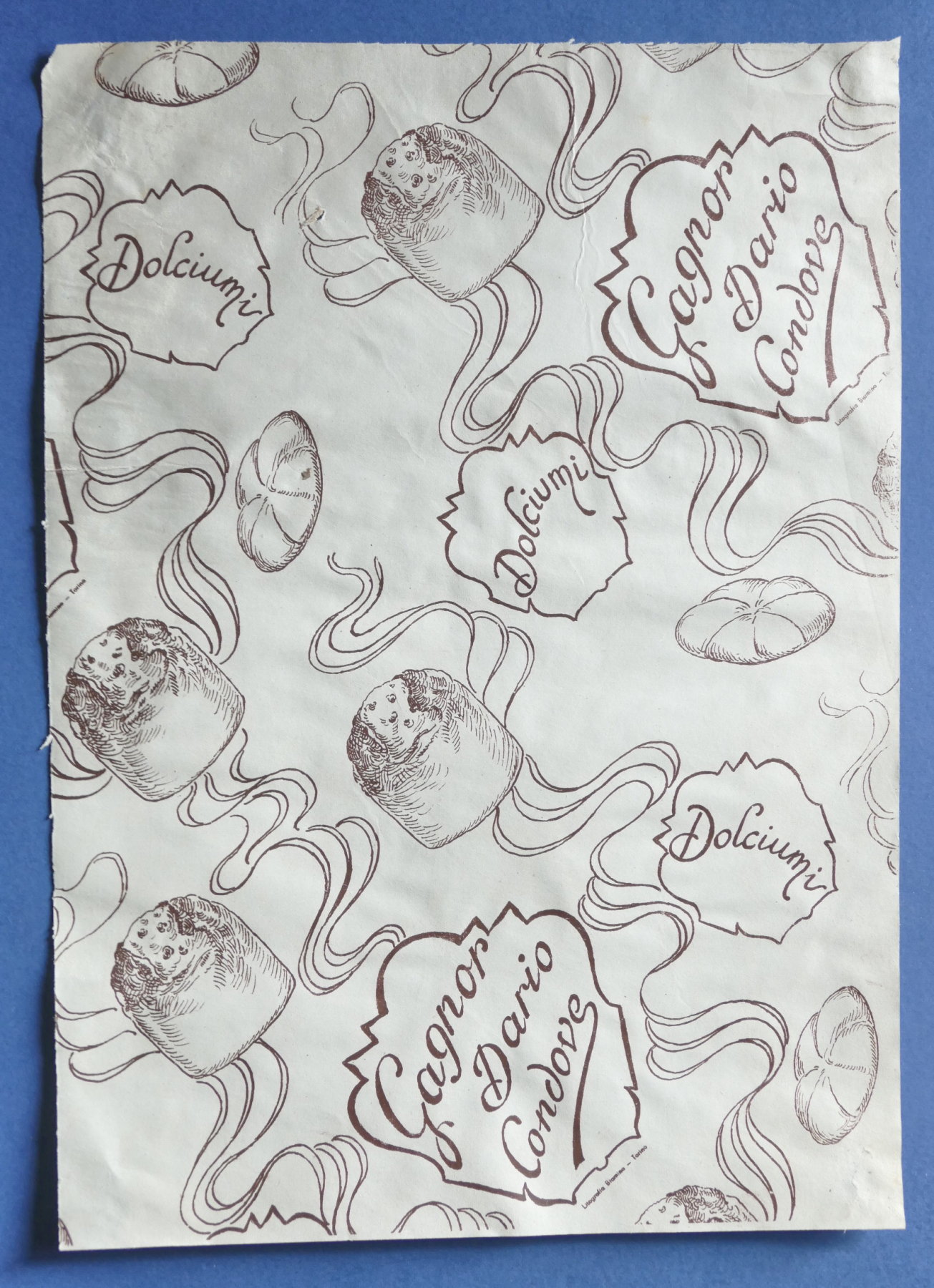 Pubblicità Carta confezione epoca Dolciumi Gagnor Dario - Condove (TO)