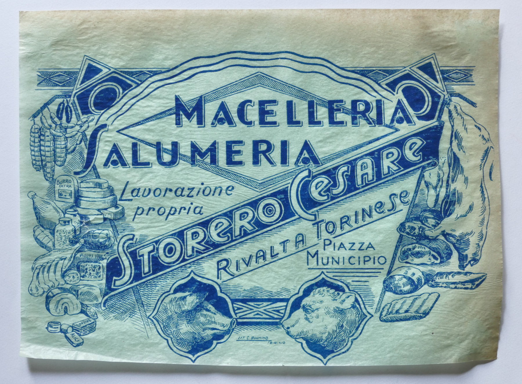 Pubblicità Carta confezione epoca Macelleria Storero - Rivalta Torinese
