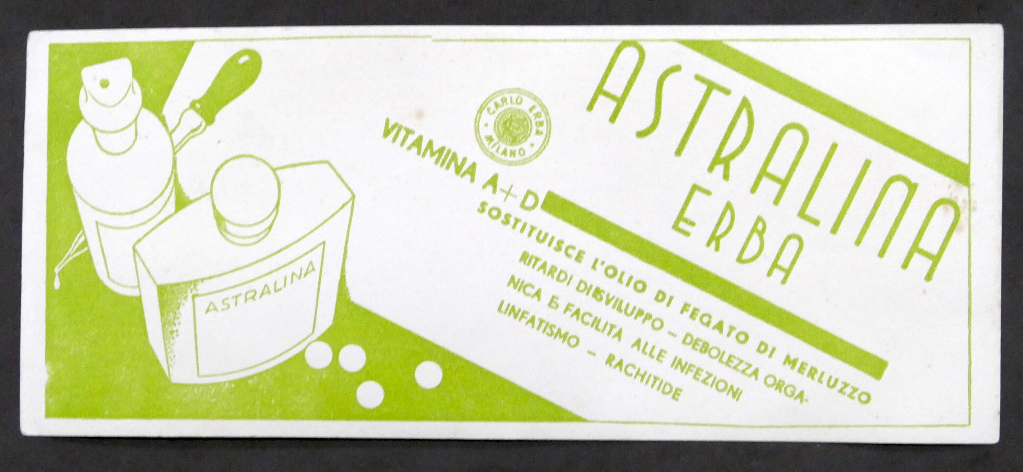 Pubblicità d'epoca carta assorbente - Astralina - Erba - Vitamina …