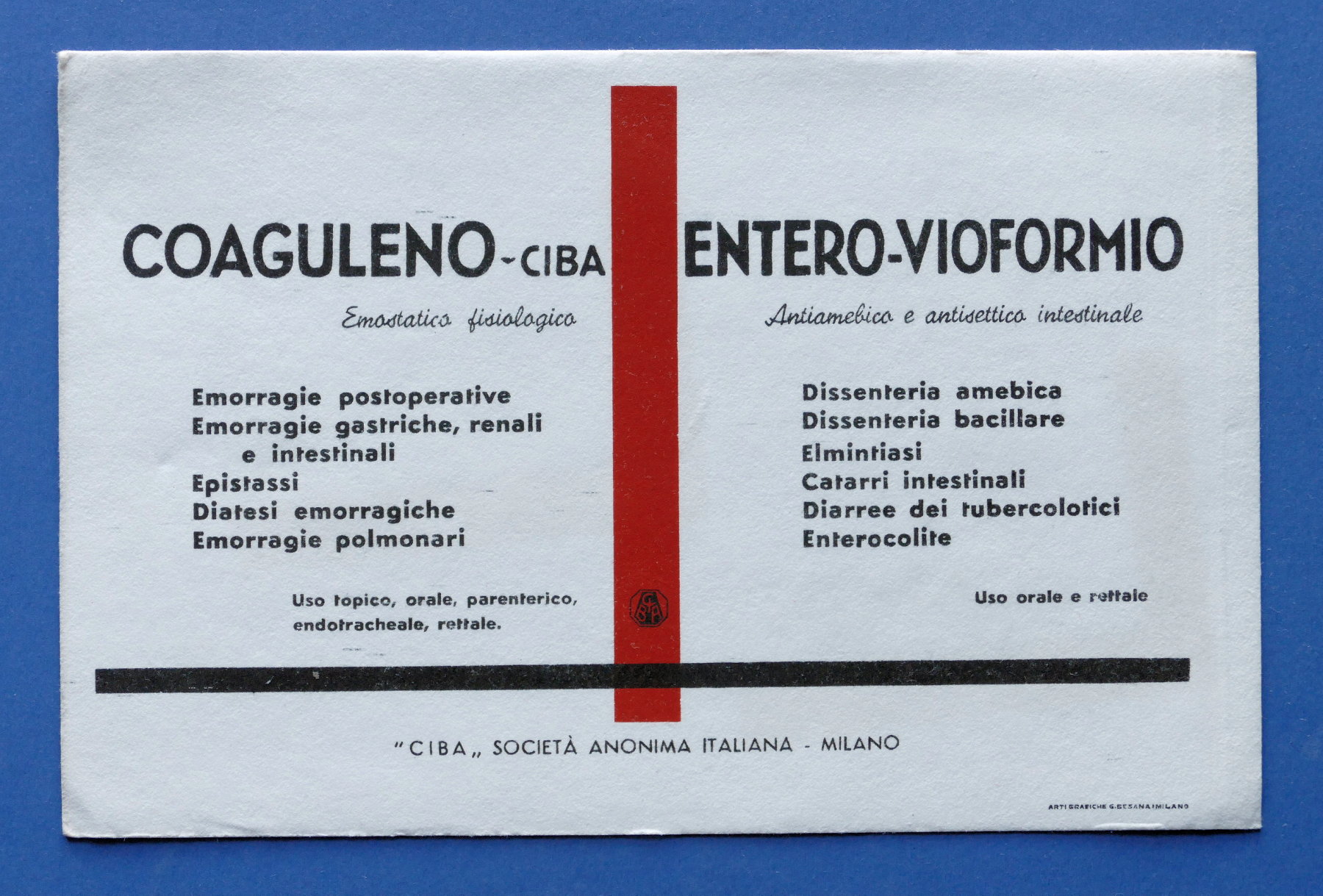 Pubblicità d'epoca Farmaceutica Carta Assorbente - Coaguleno - Entero-Vioformio