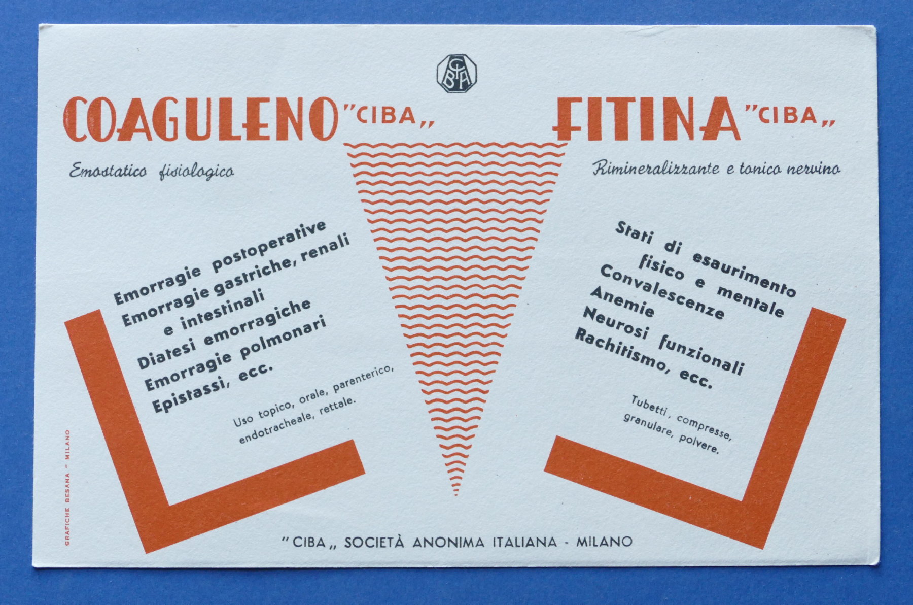 Pubblicità d'epoca Farmaceutica Carta Assorbente - Coaguleno - Fitina - …