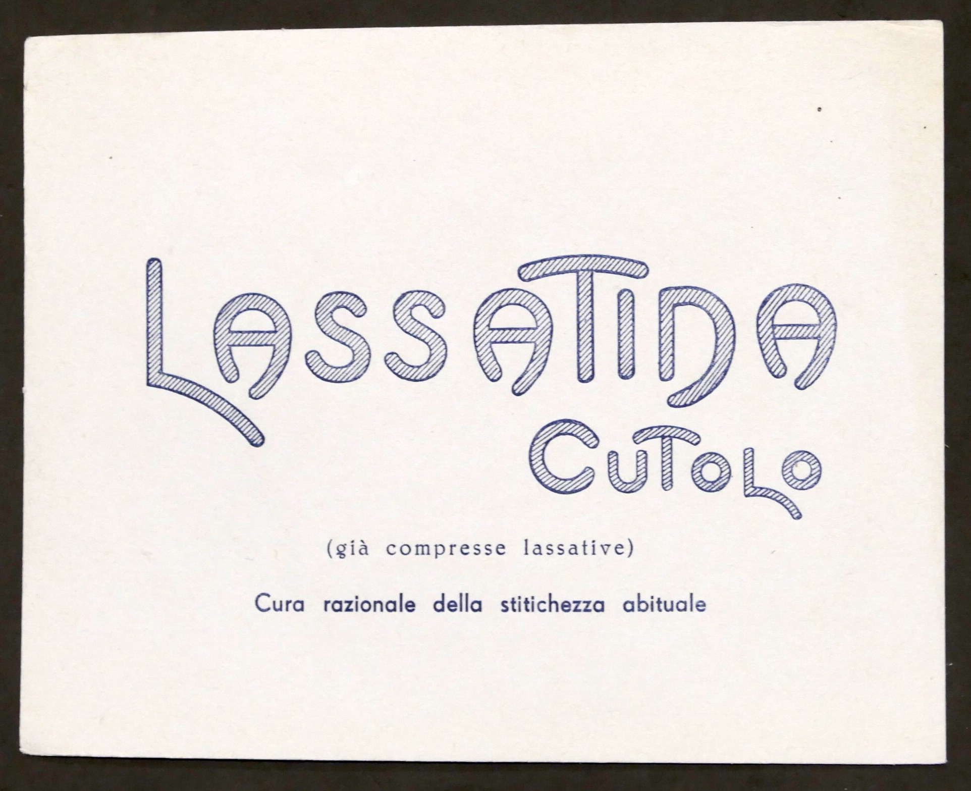 Pubblicità epoca carta assorbente - Lassatida Cutolo - Compresse lassative