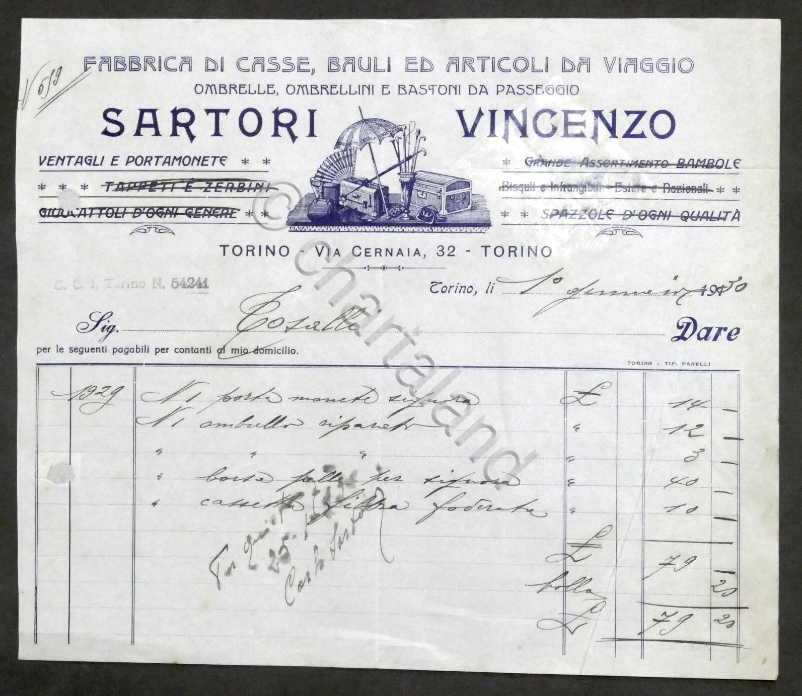 Pubblicità Fattura - Sartori Vincenzo - Fabbrica di articoli da …