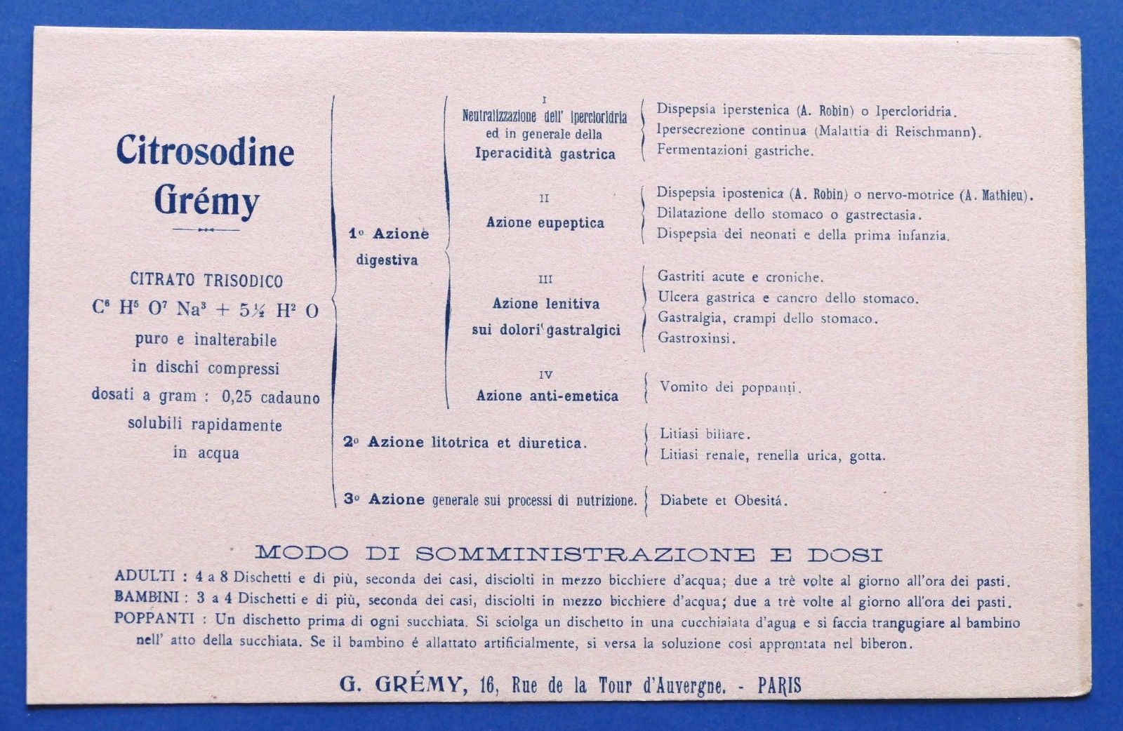 Pubblicità su Carta Assorbente - Citrosodine Grèmy