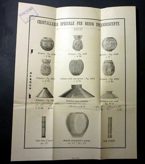 Pubblicità Volantino - Pietro Alloggi Cristalleria Becco Incandescente - 1900 …