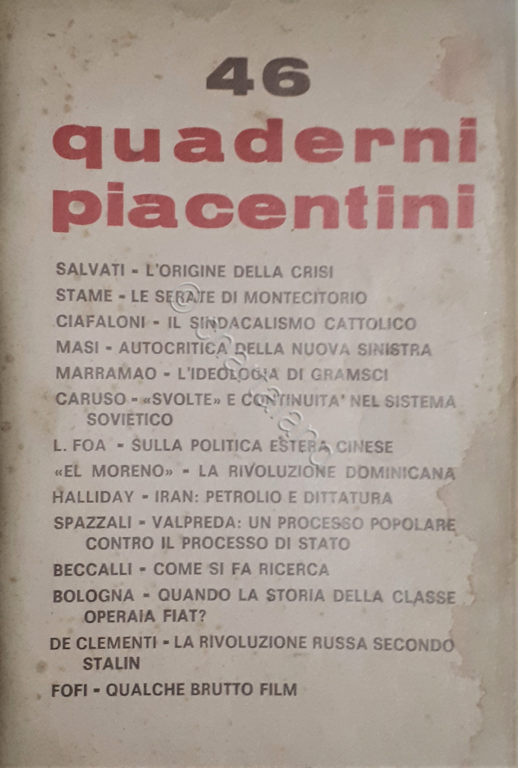 Quaderni Piacentini - Anno XI N. 46 - Marzo 1972
