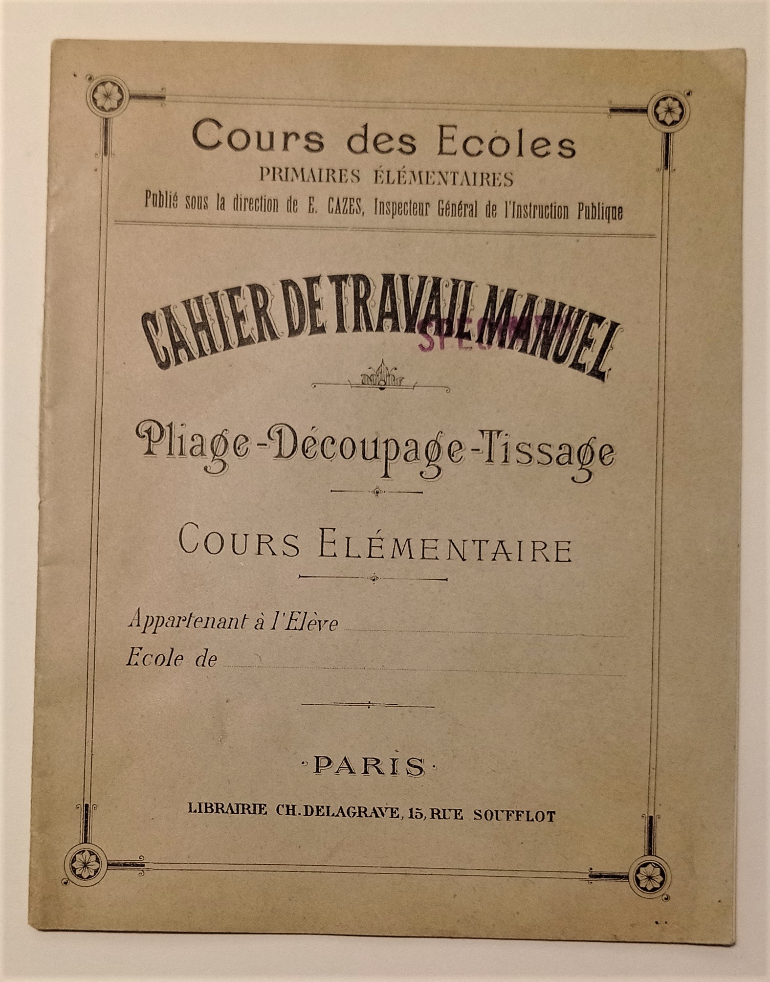 Quaderno Ragazzi - Cahier de travail manuel: Cours Élémentaire - …