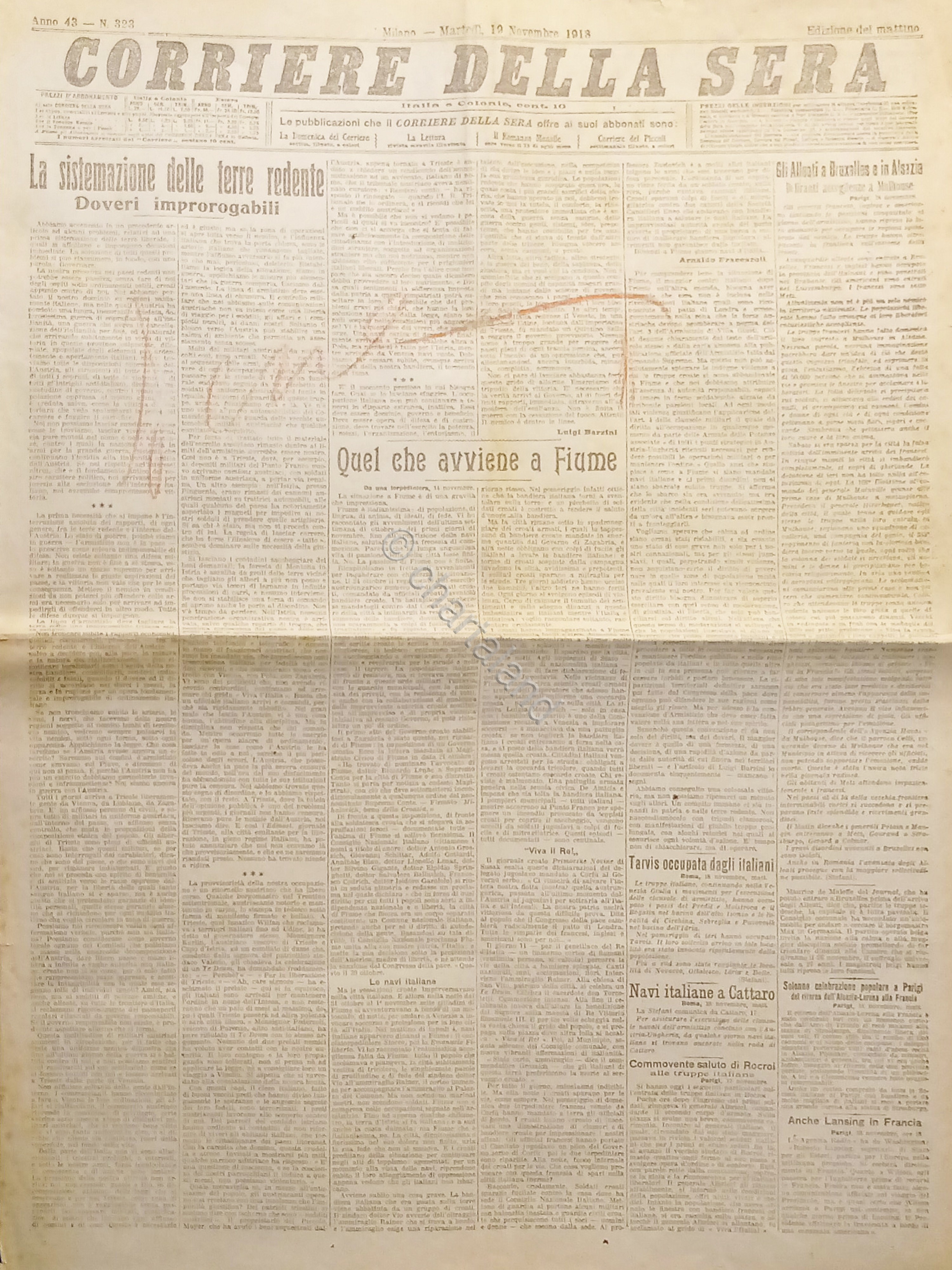 Quotidiano - Gazzetta del Popolo N. 323 - 1918 Alleati …