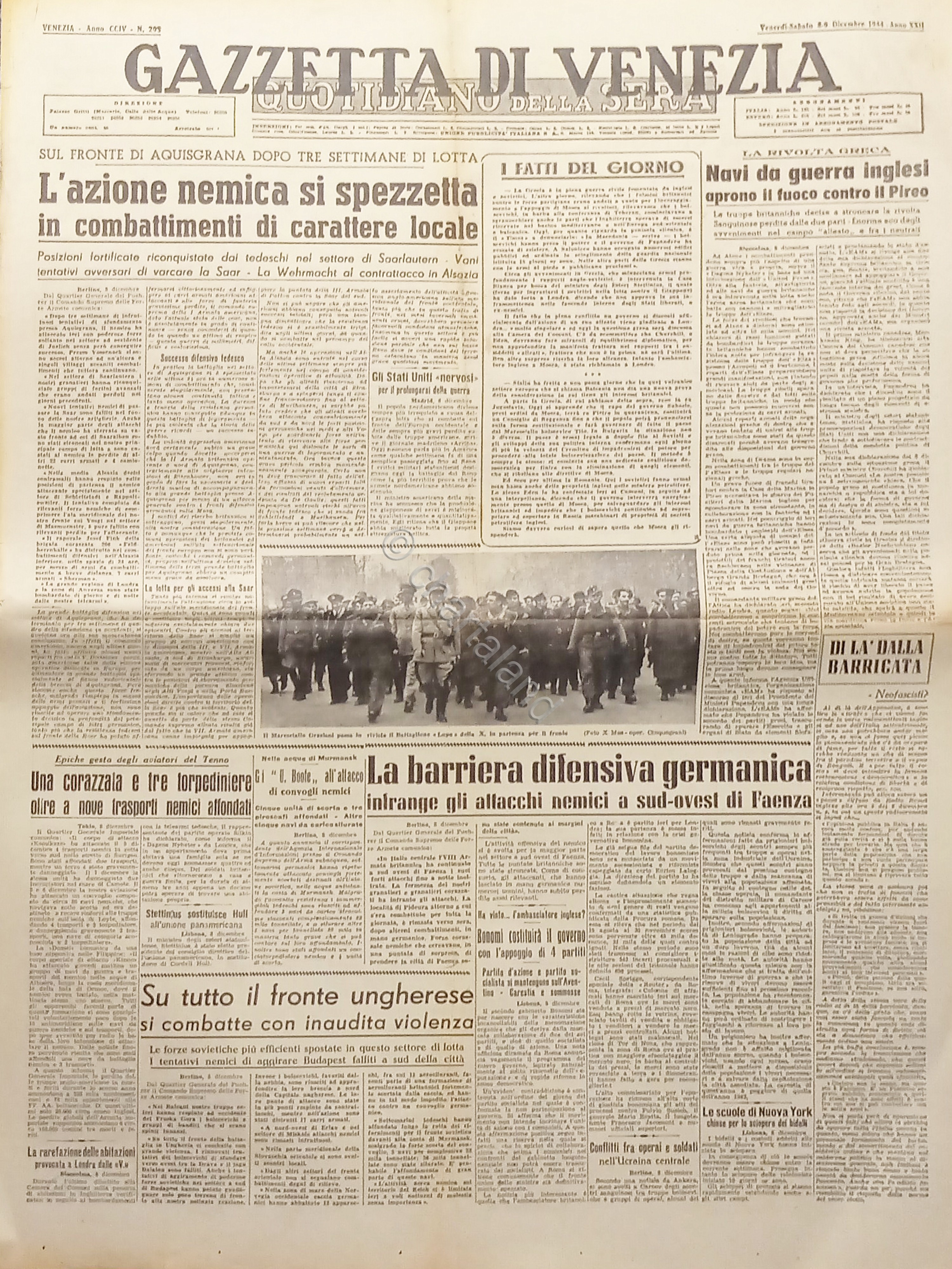 Quotidiano - Gazzetta di Venezia N. 293 - 1944 Navi …