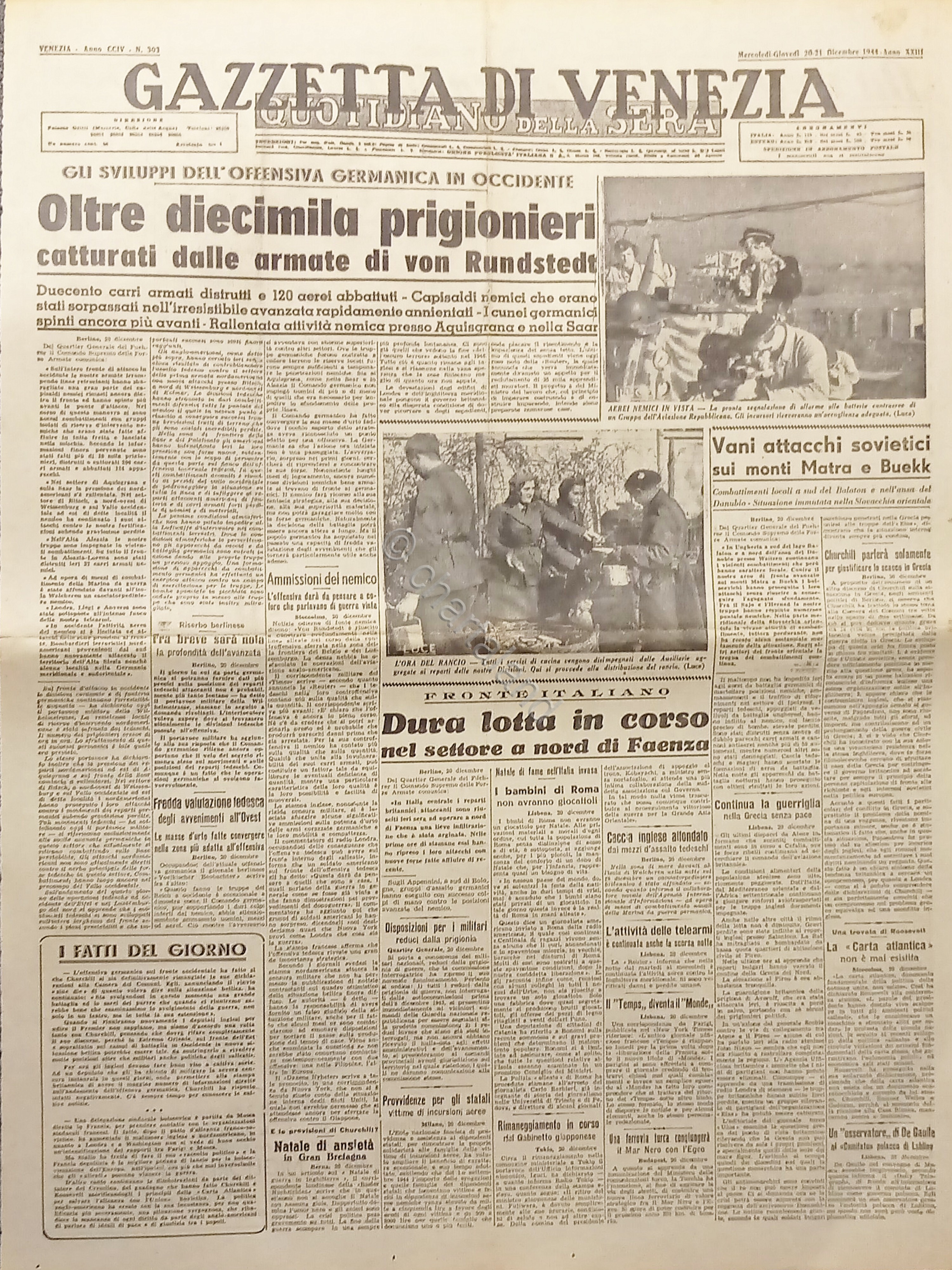 Quotidiano - Gazzetta di Venezia N. 303 - 1944 Oltre …