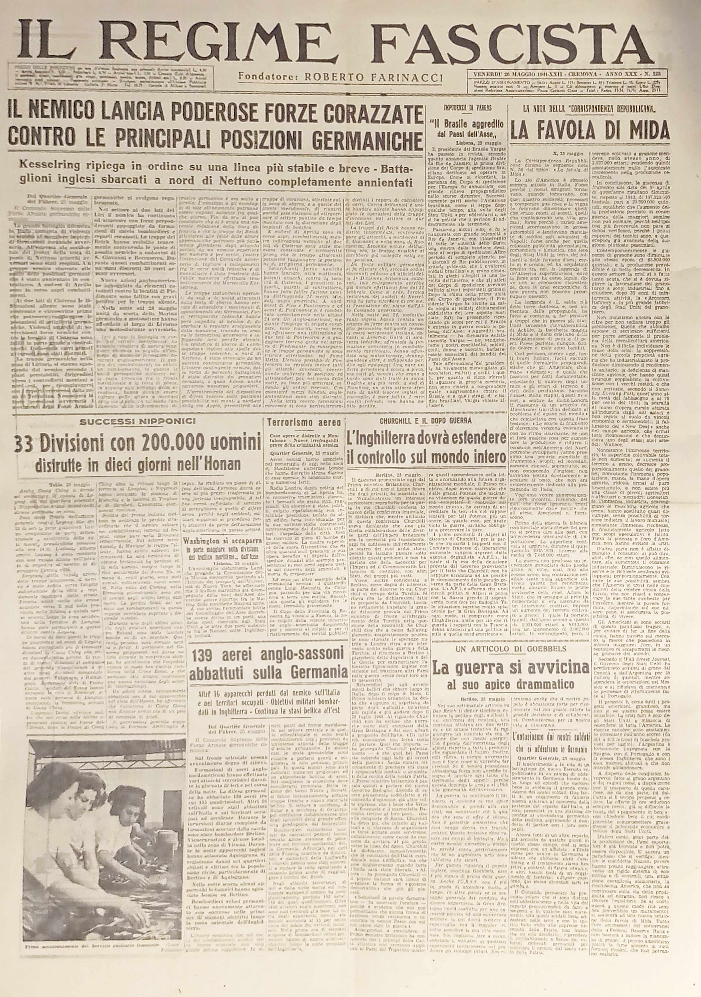 Quotidiano - Il Regime Fascista n. 125 - 1944 La …