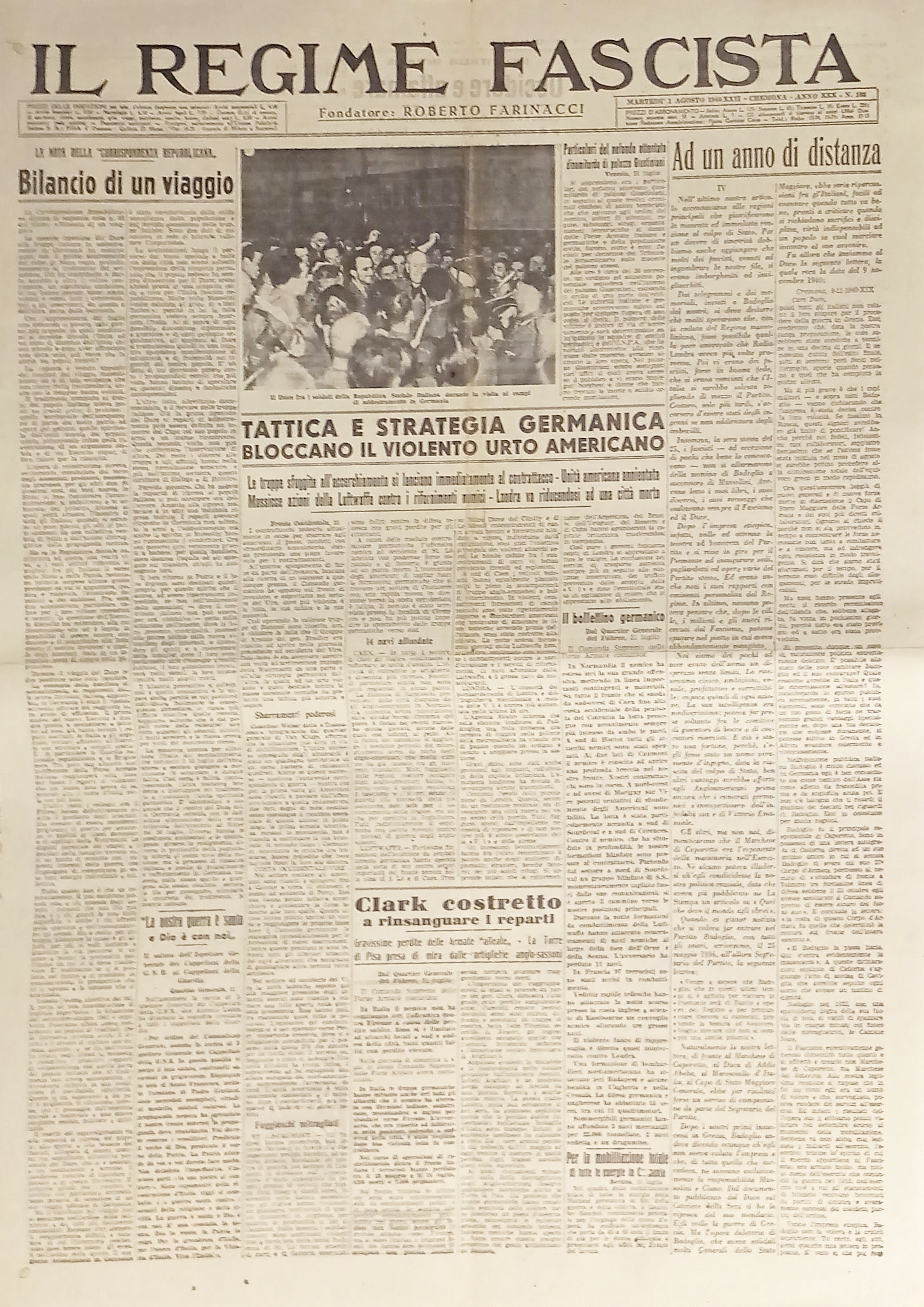 Quotidiano - Il Regime Fascista n. 182 - 1944 Tattica …