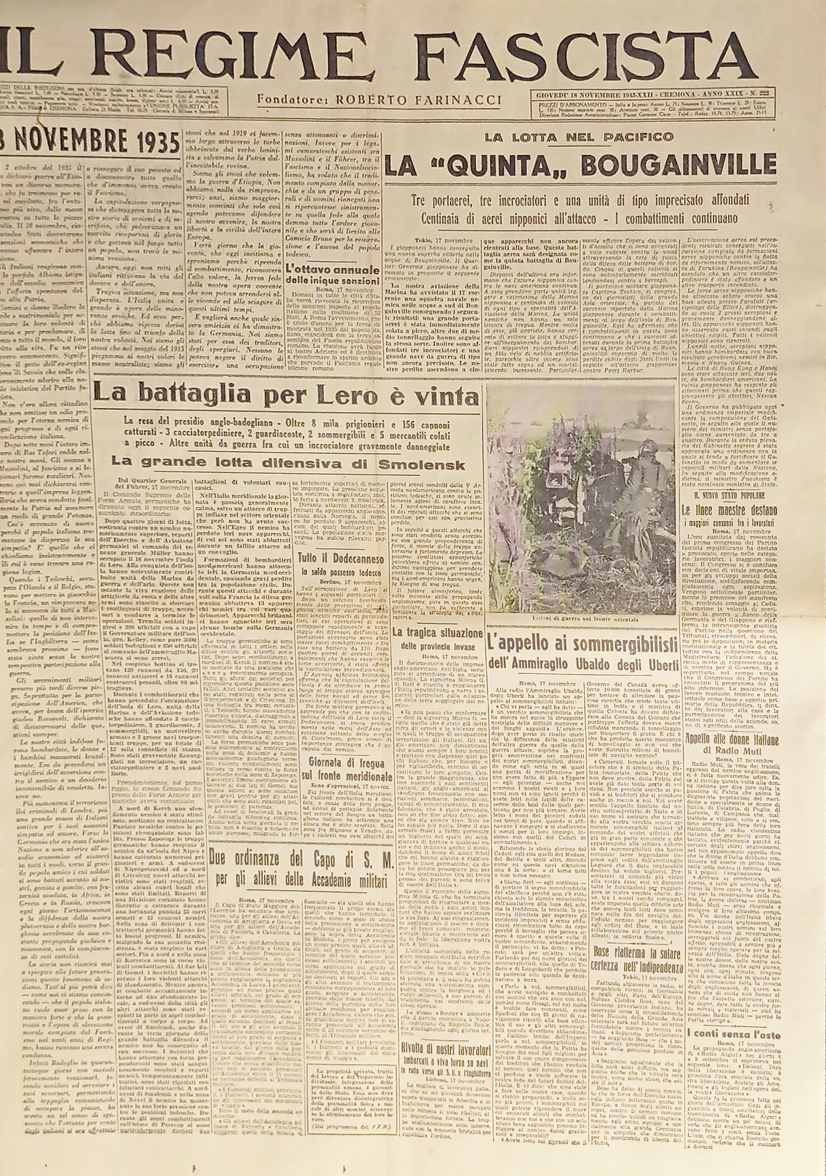 Quotidiano - Il Regime Fascista n. 222 - 1943 La …