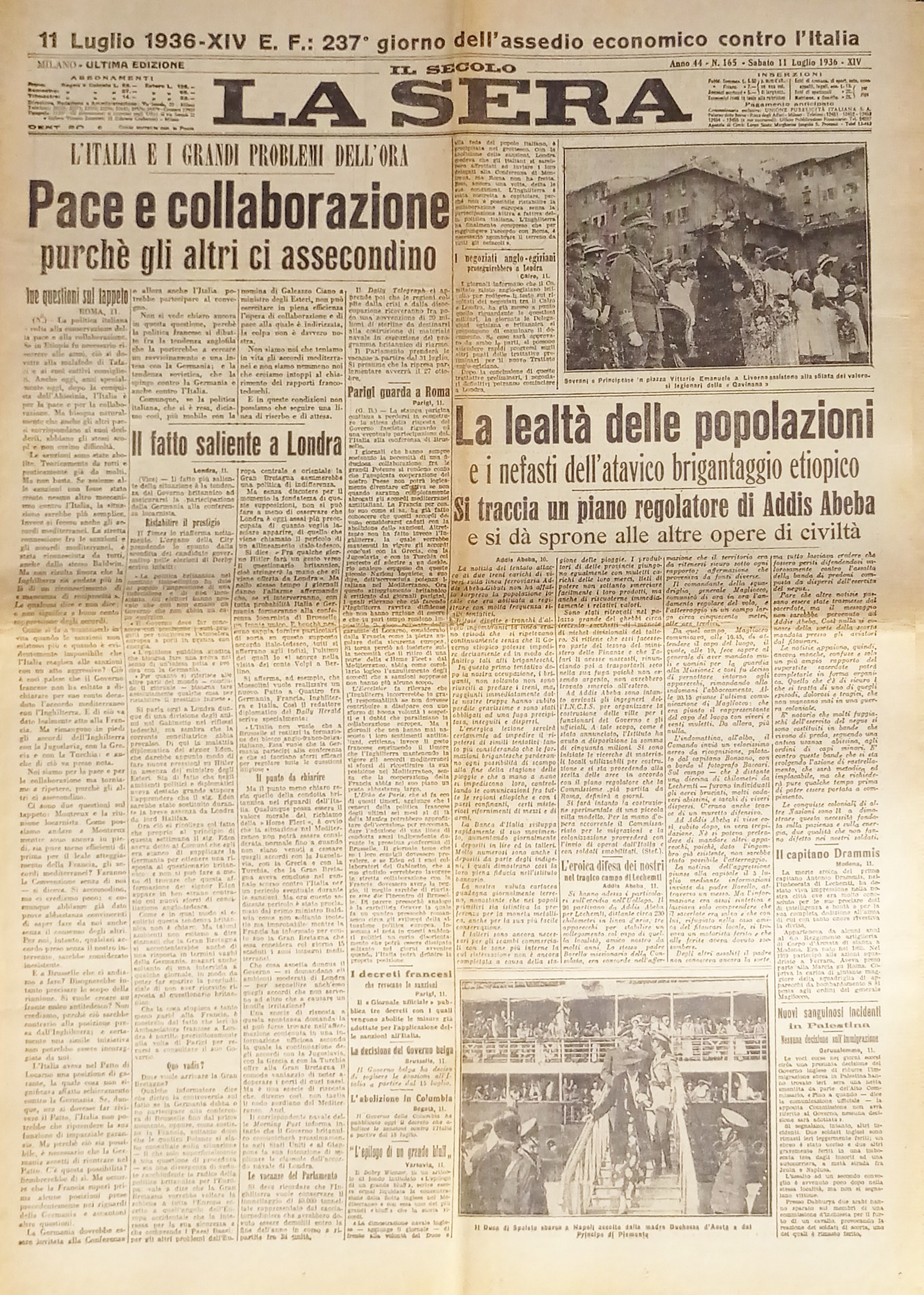 Quotidiano - La Sera N. 165 - 1936 La lealtà …