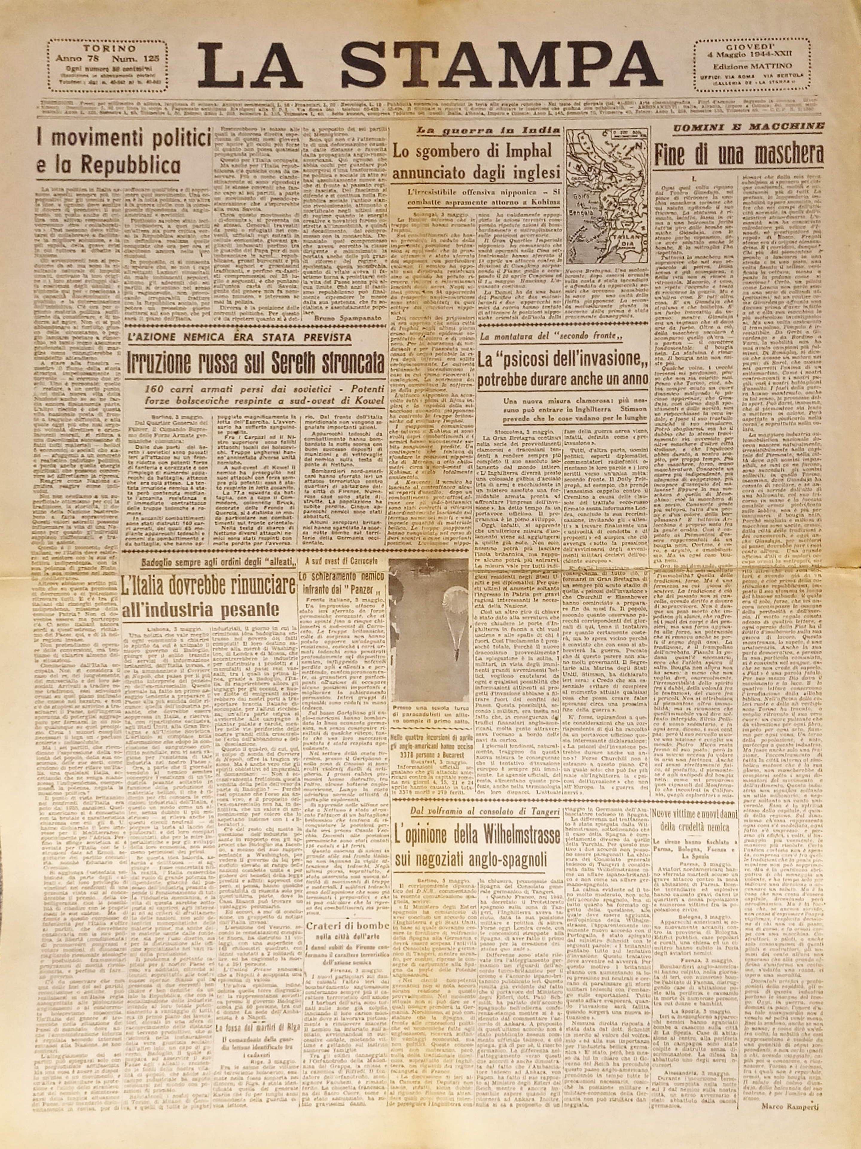 Quotidiano - La Stampa N.125 - 1944 Irruzione russa sul …