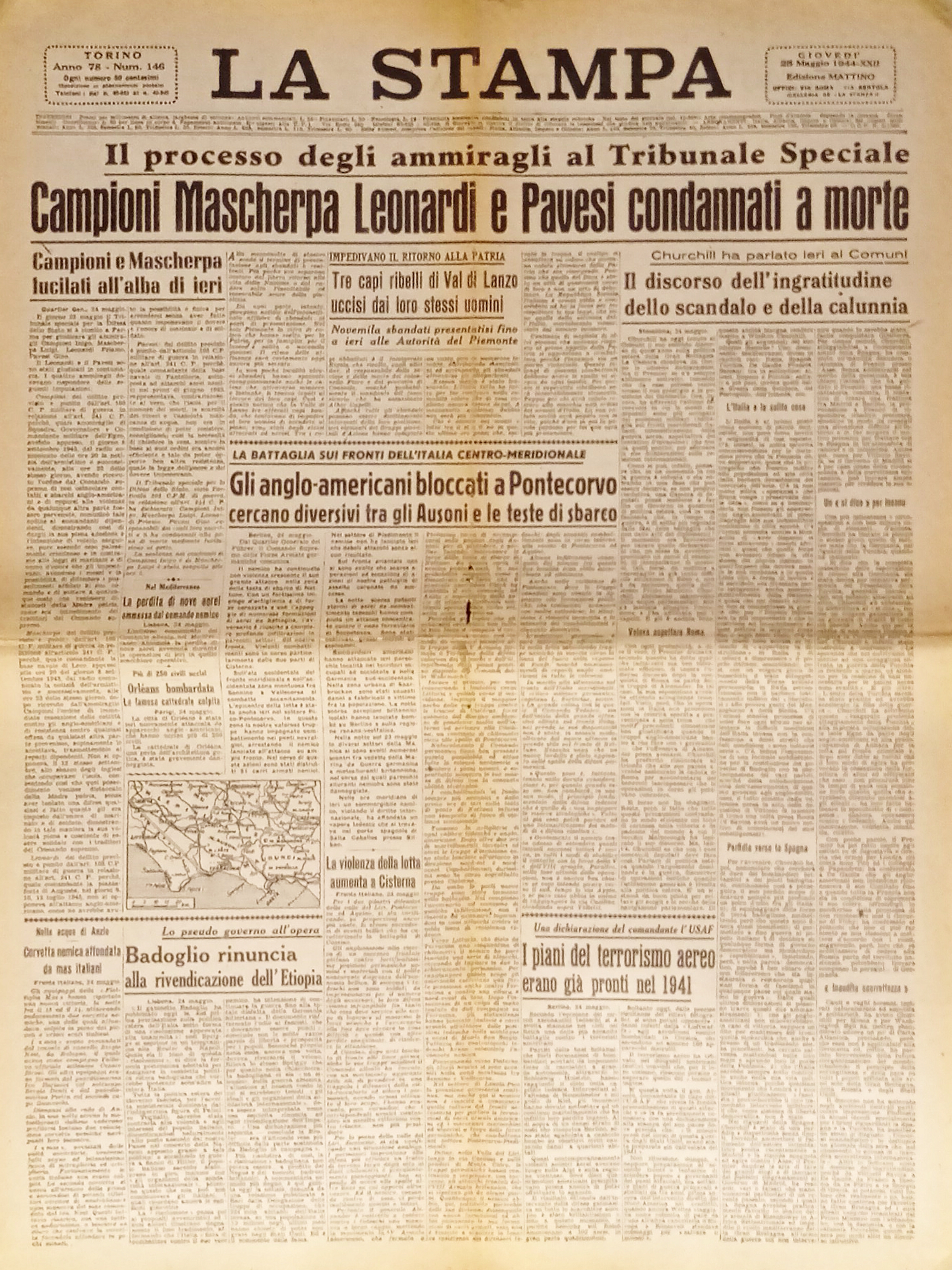 Quotidiano - La Stampa N. 146 - 1944 Mascherpa Leonardi …