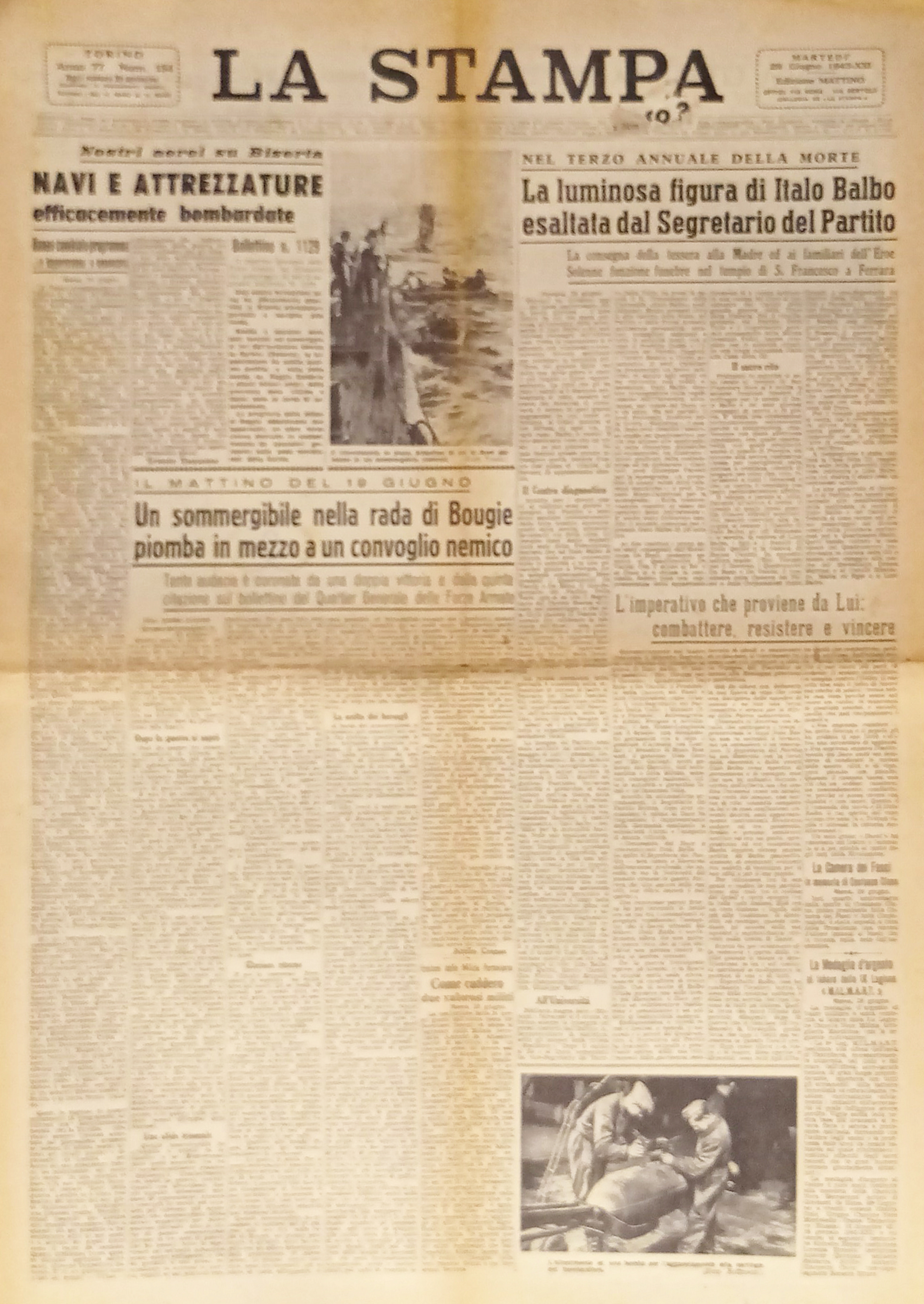 Quotidiano - La Stampa N. 154 - 1943 La luminosa …