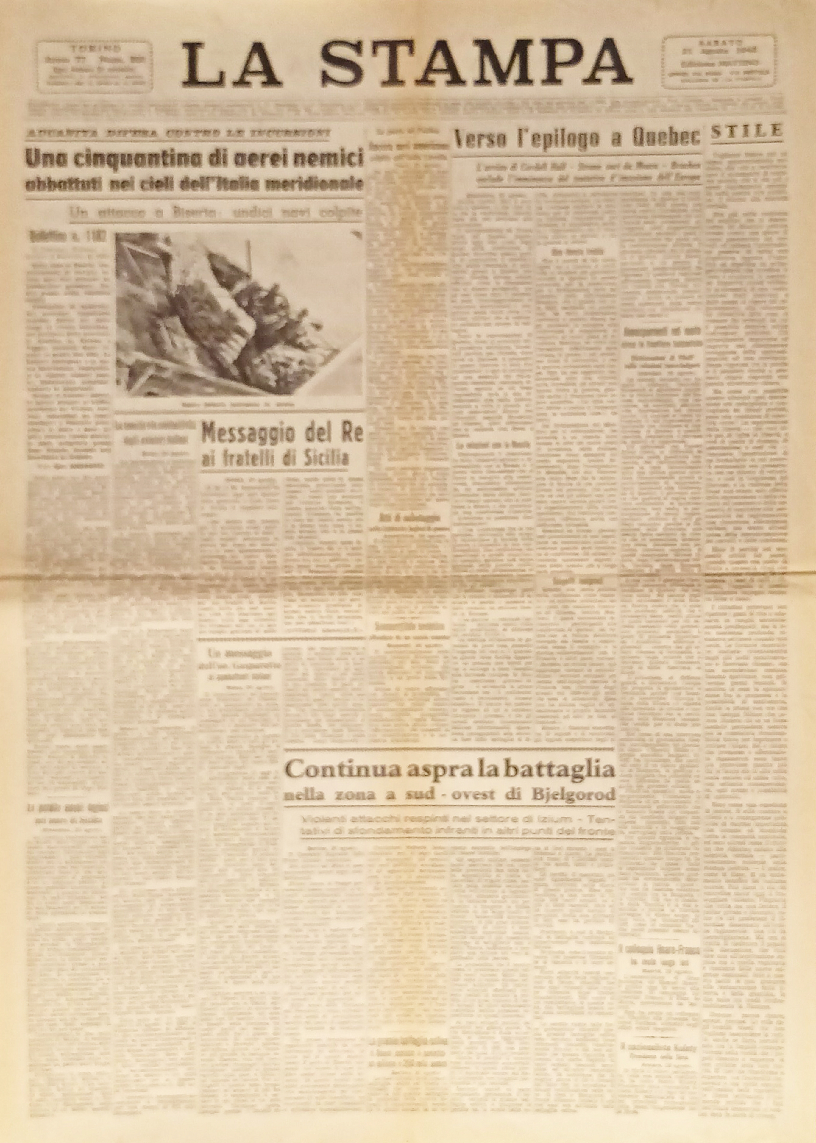 Quotidiano - La Stampa N. 200 - 1943 Verso l'epilogo …