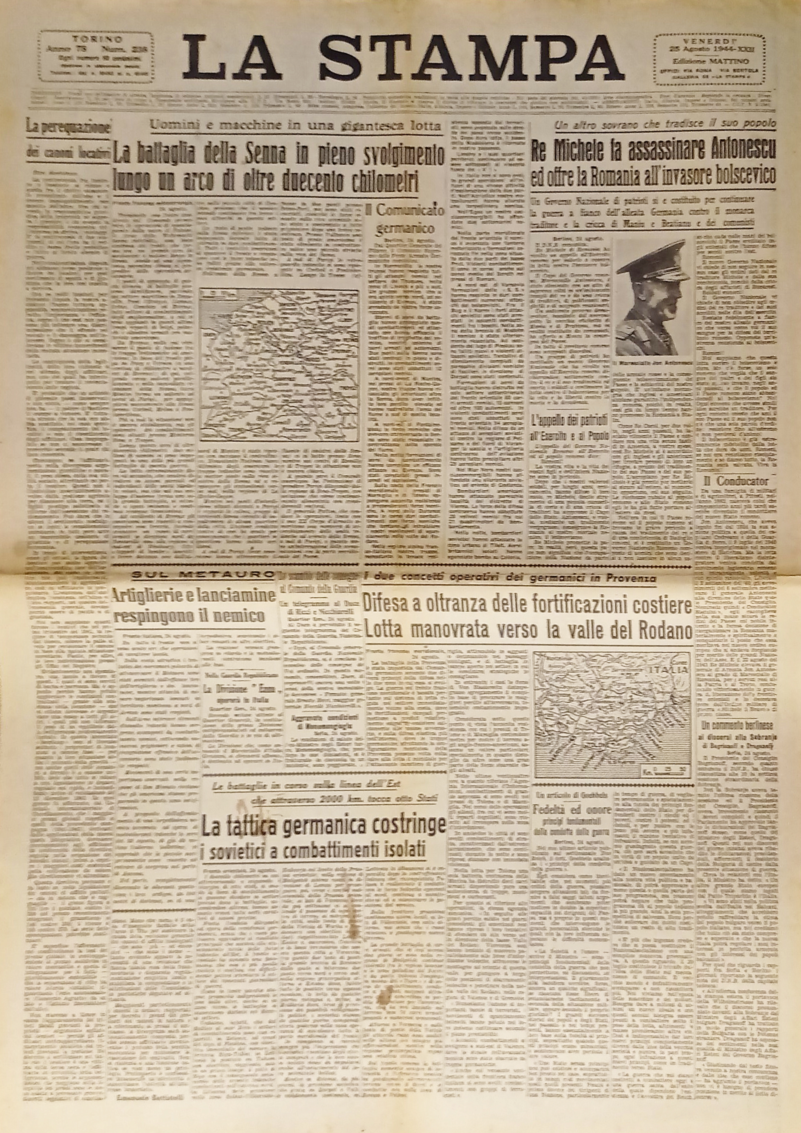 Quotidiano - La Stampa N. 238 - 1944 La battaglia …