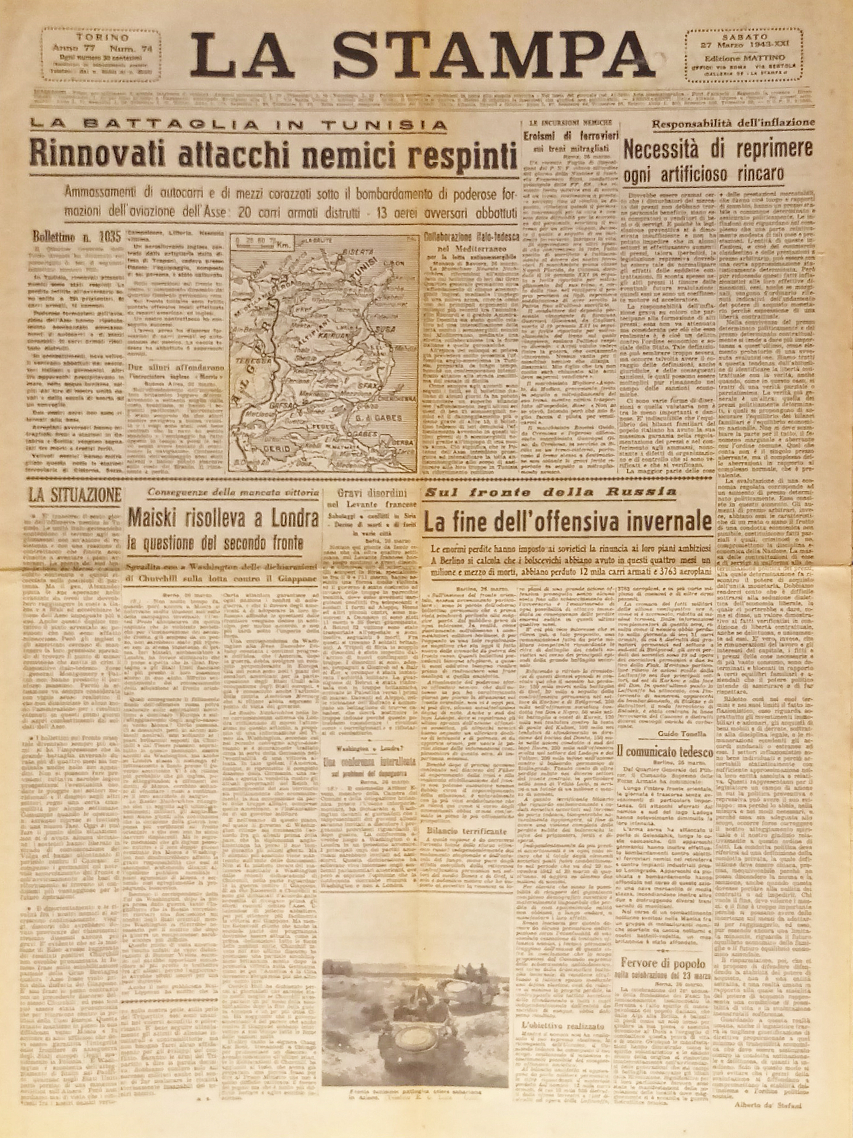 Quotidiano - La Stampa N. 74 - 1943 Rinnovati attacchi …