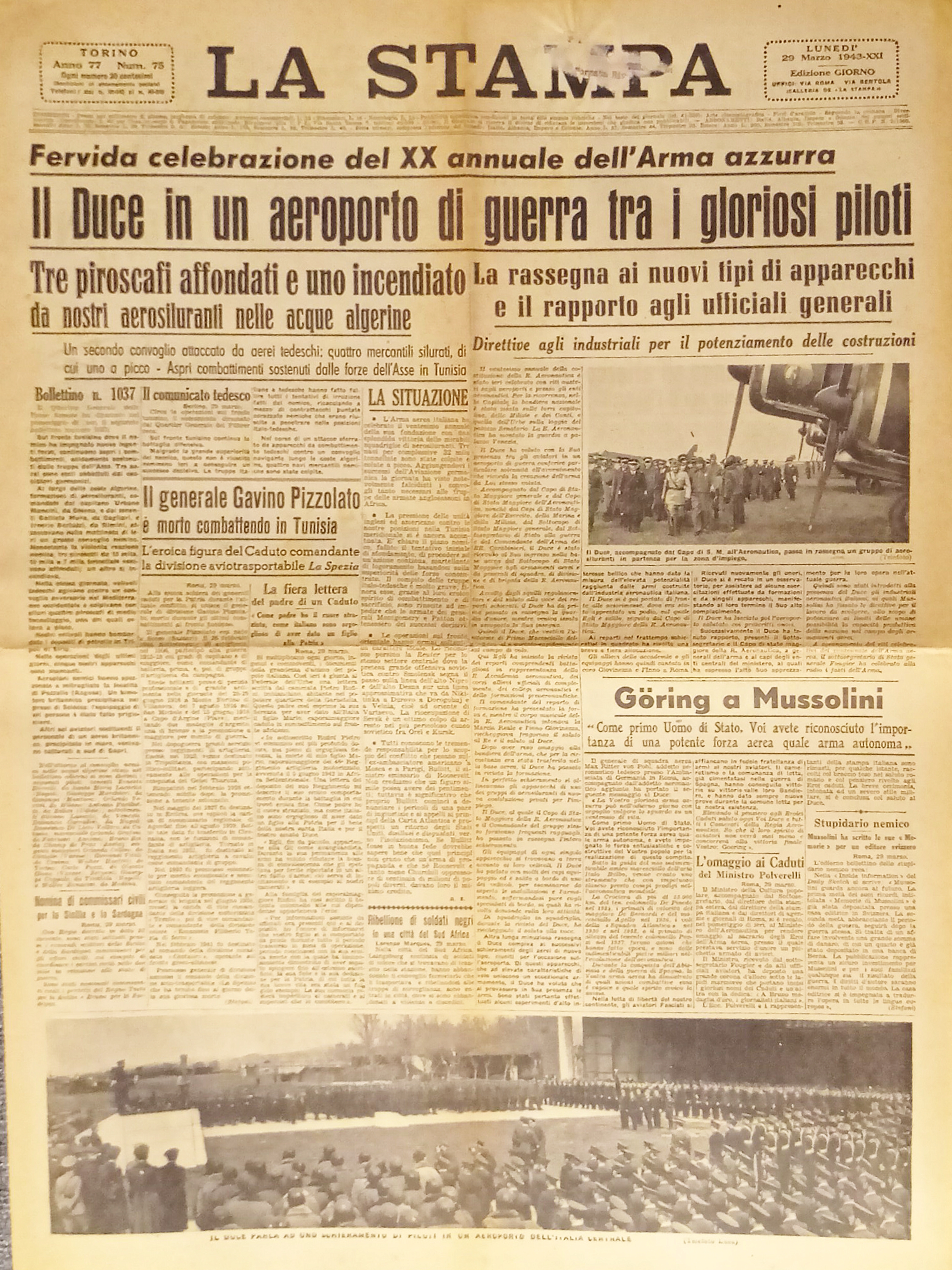 Quotidiano - La Stampa N. 75 - 1943 Duce in …