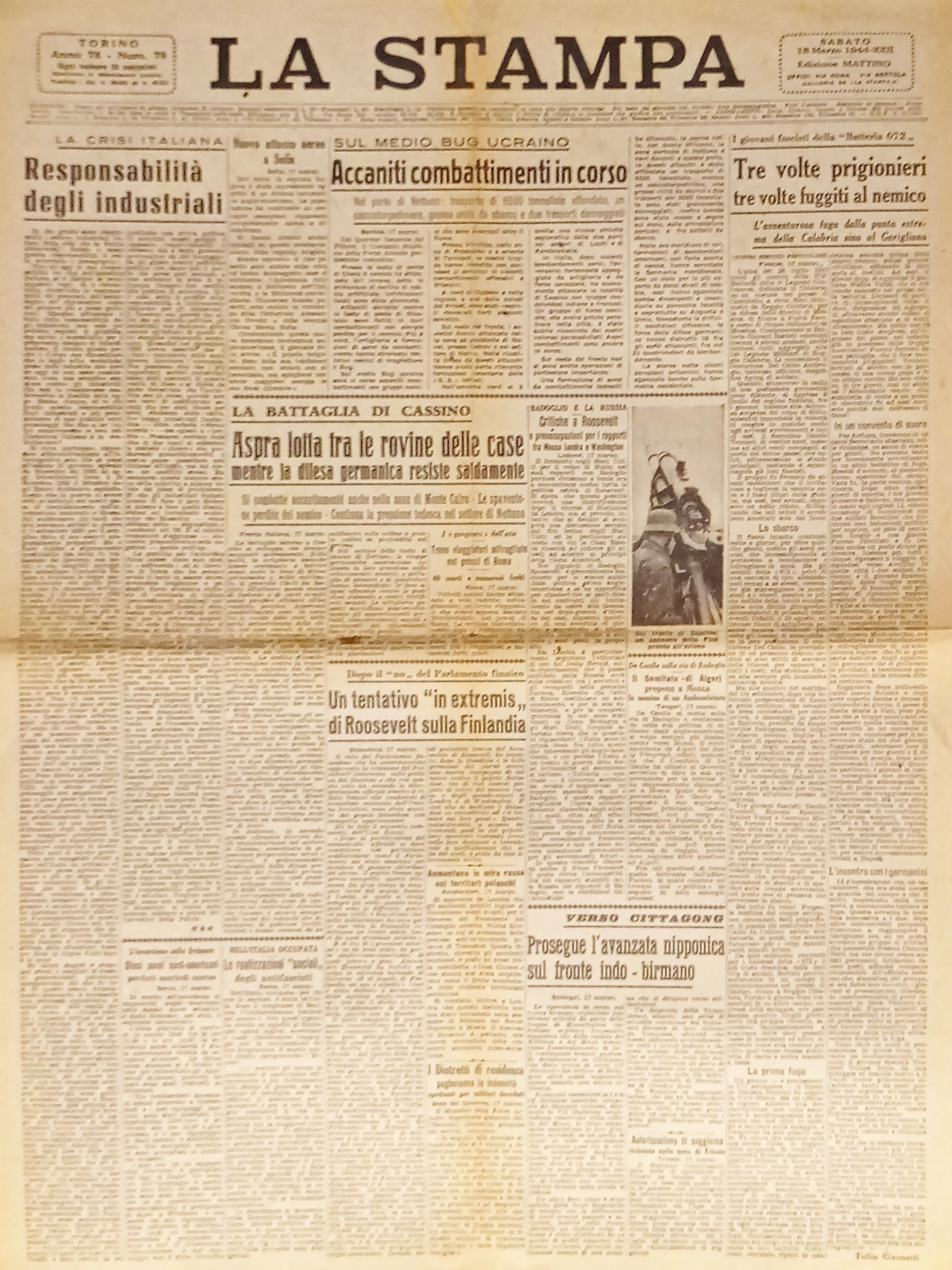 Quotidiano - La Stampa N. 78 - 1944 Accanti combattimenti …