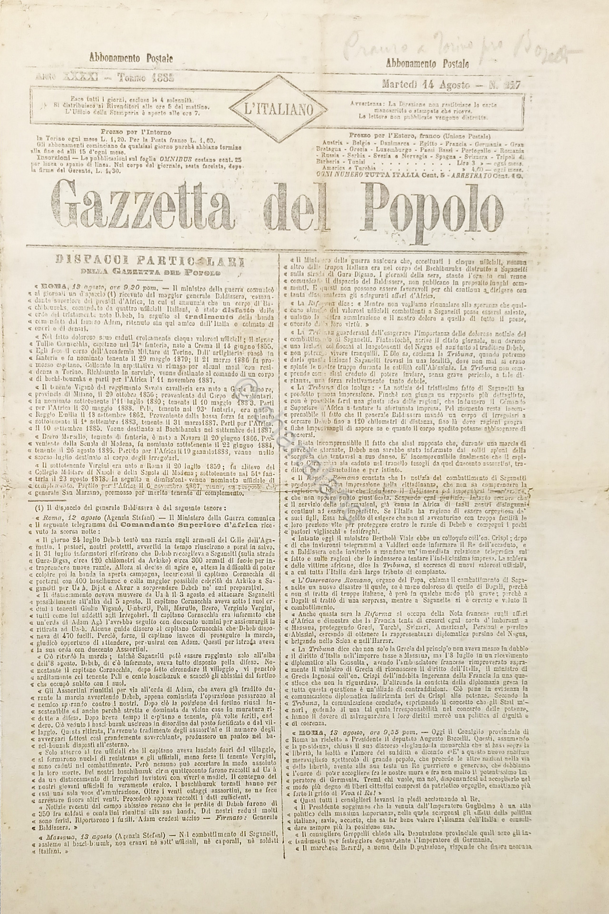 Quotidiano di Torino - Gazzetta del Popolo N. 227 - …