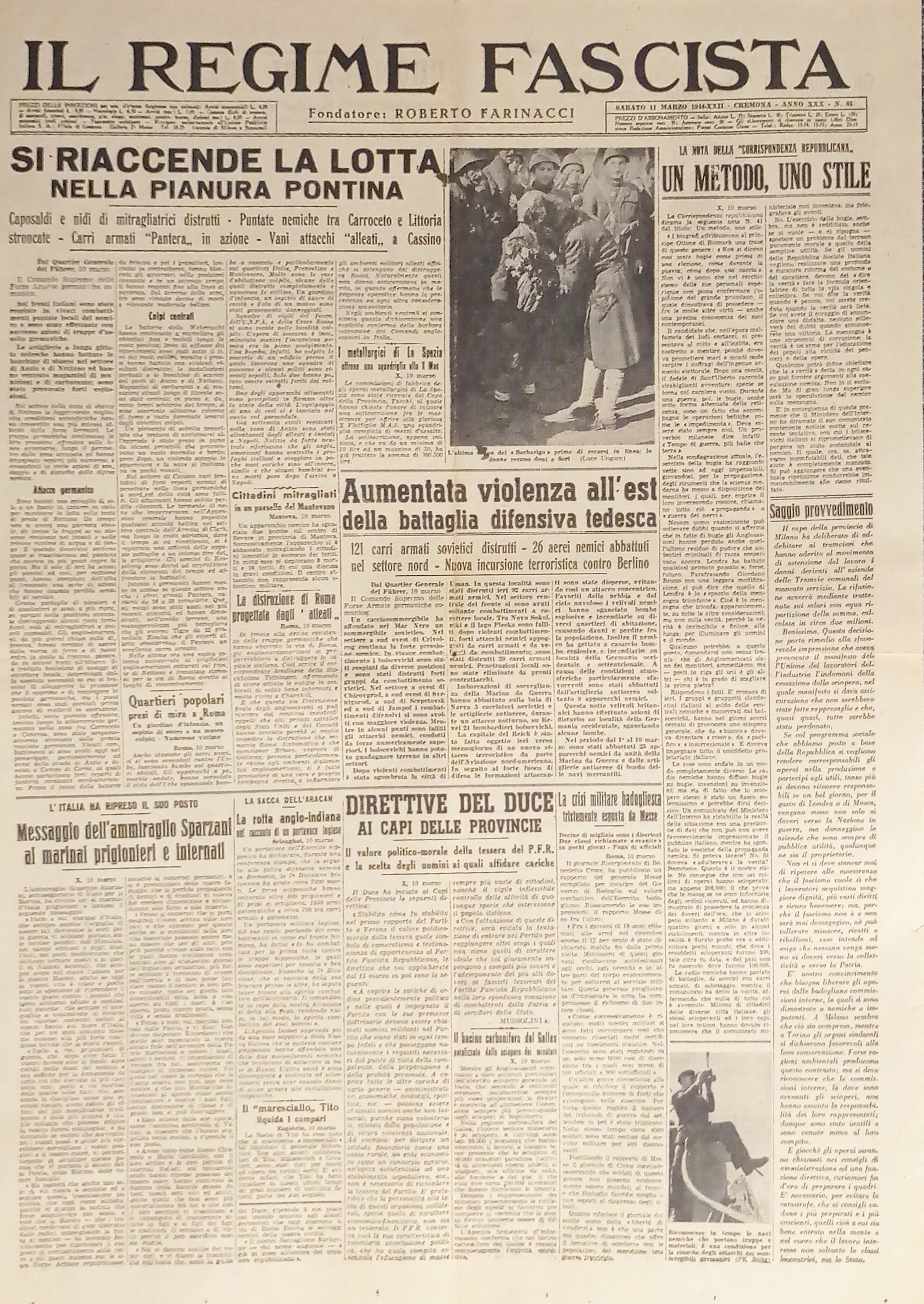 Quotidiano Il Regime Fascista n. 61 - 1944 Riaccende lotta …