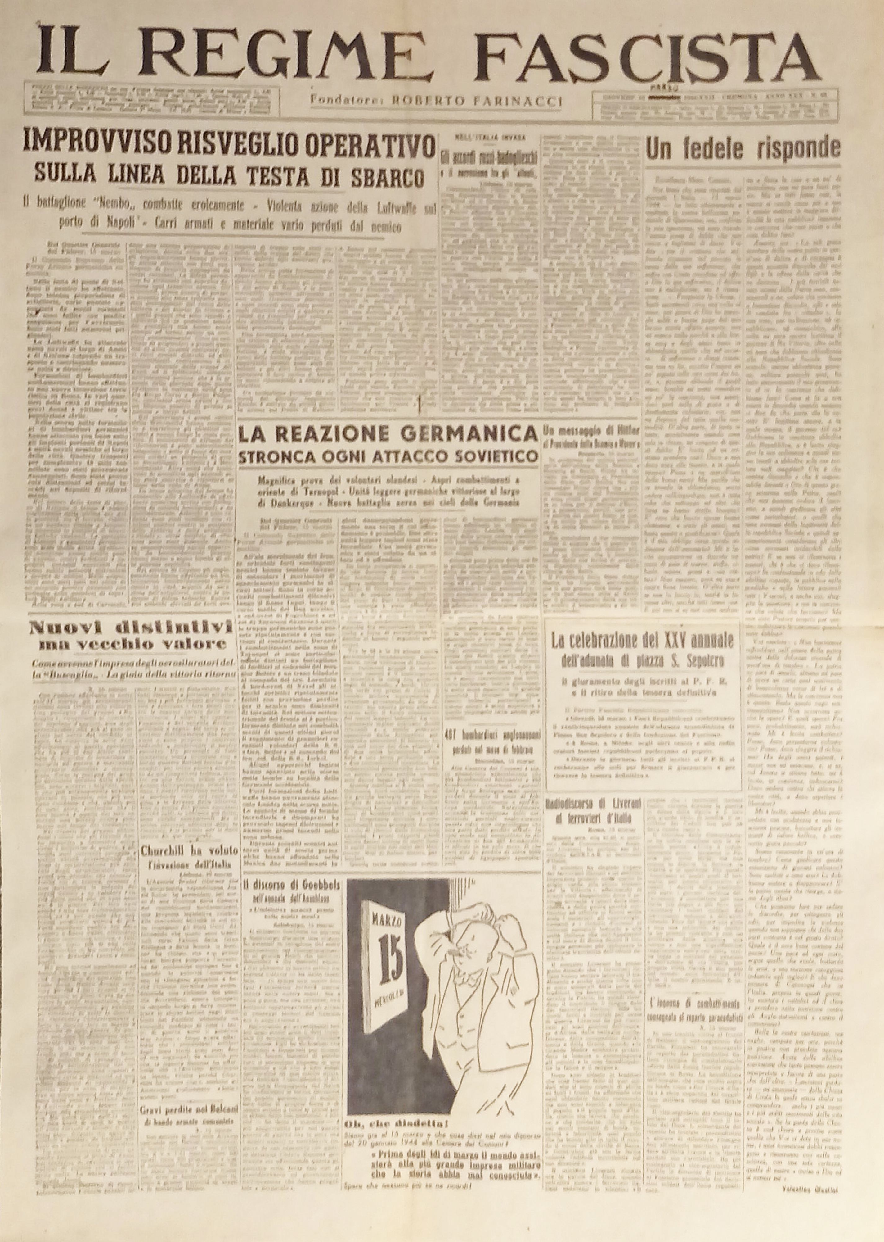 Quotidiano Il Regime Fascista n. 65 - 1944 Risveglio sulla …