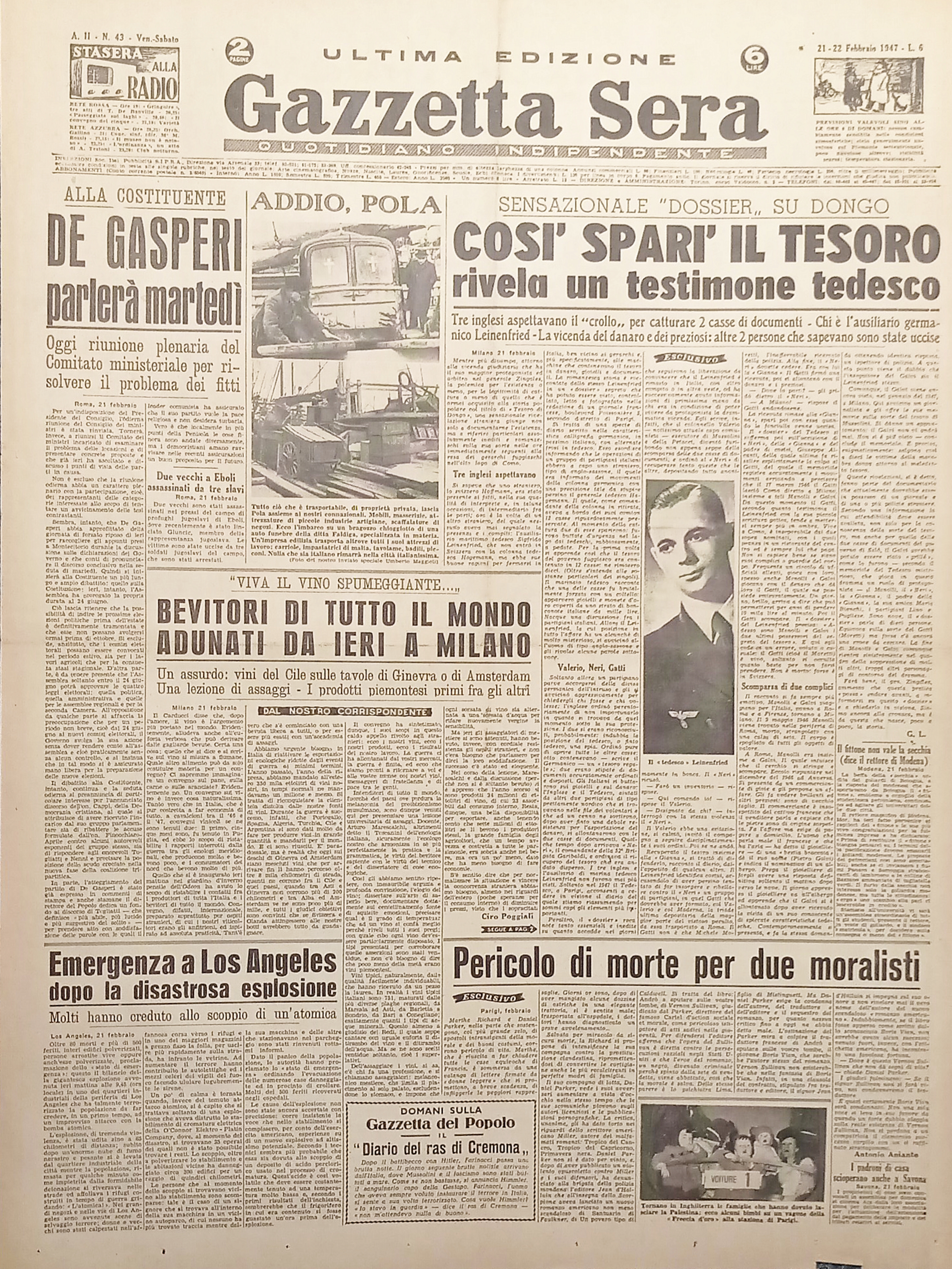 Quotidiano Indipendente - Gazzetta Sera N. 43 - Parlerà De …