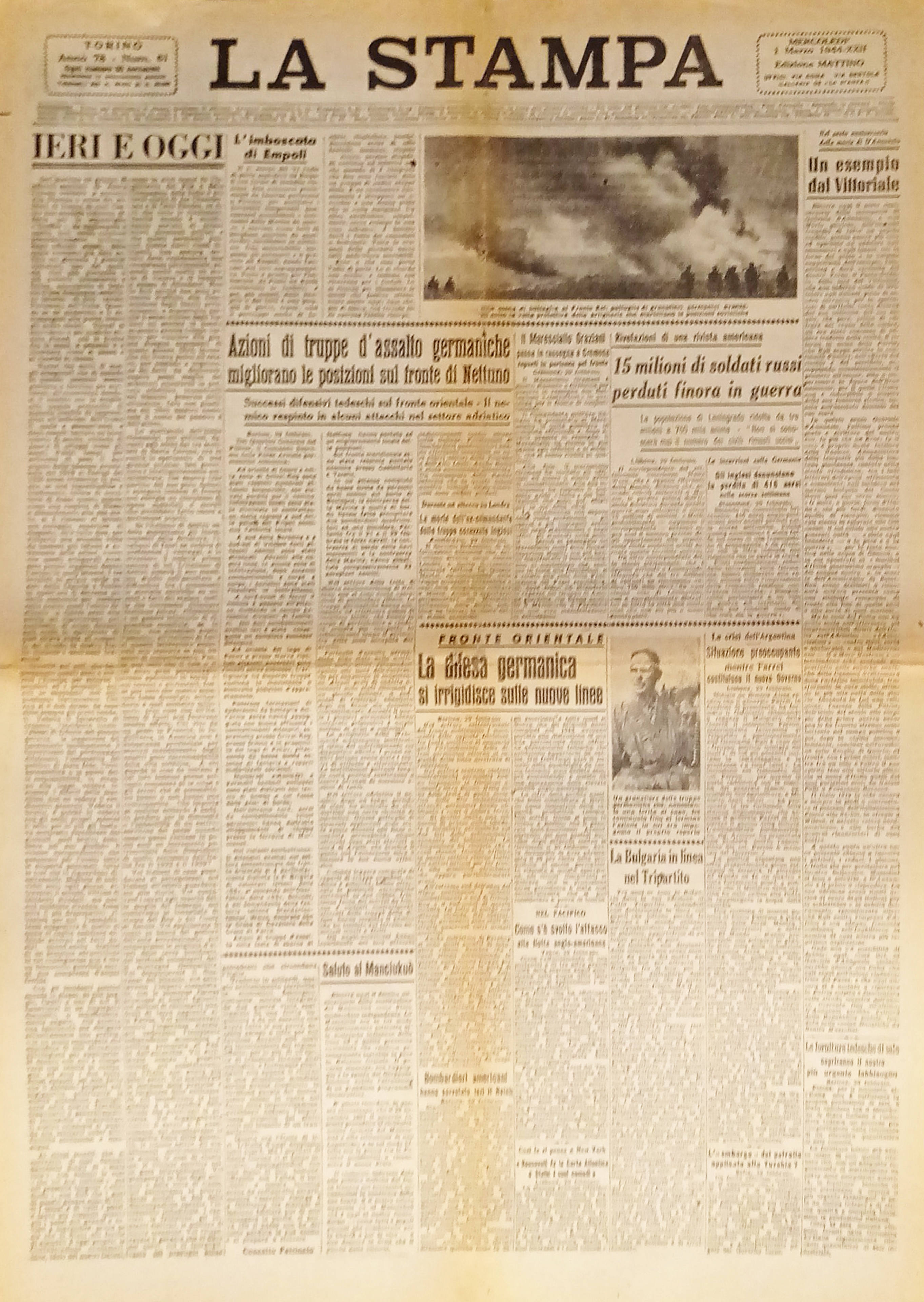 Quotidiano La Stampa N. 61 - 1944 Azioni di truppe …