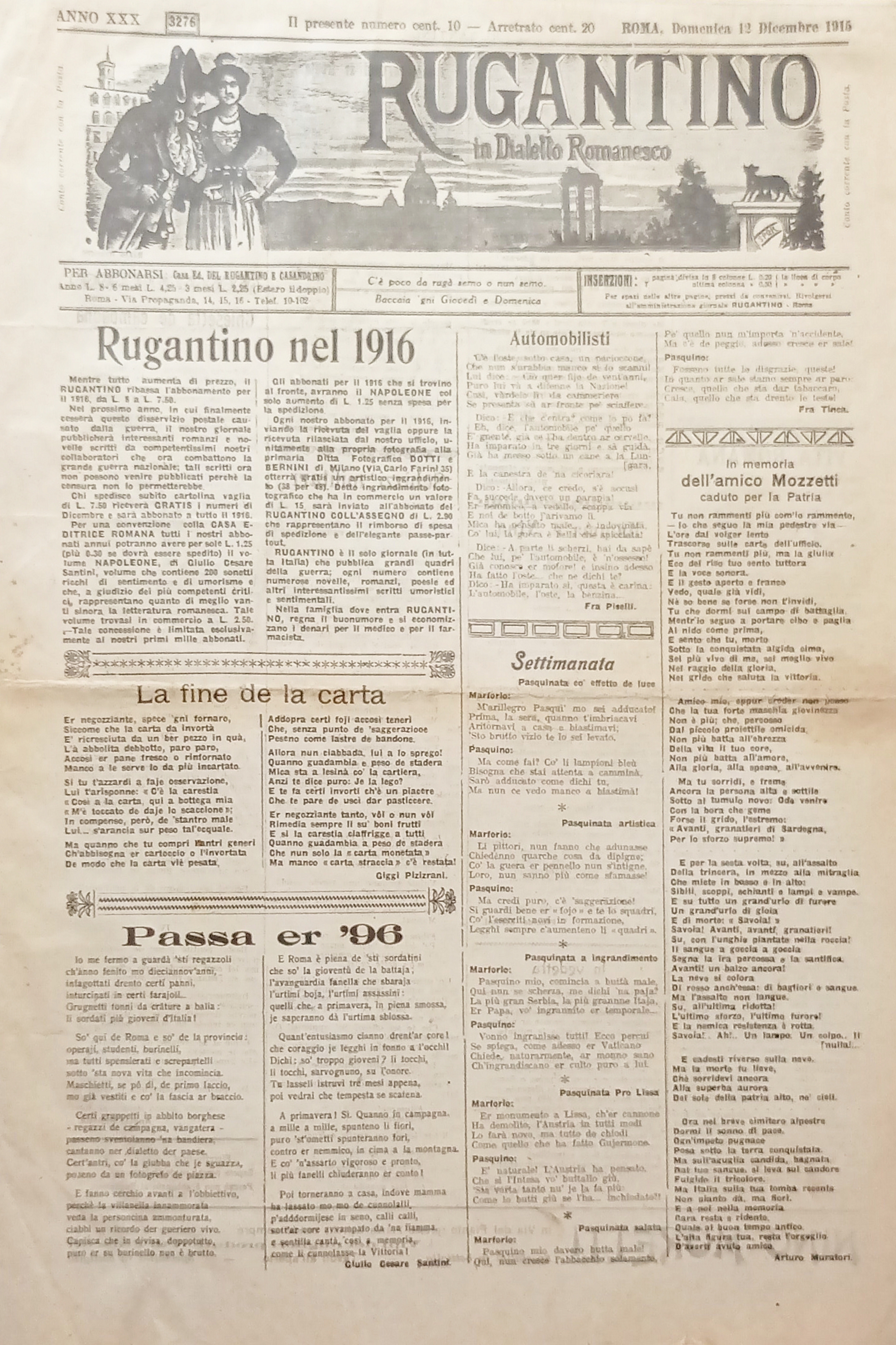 Quotidiano Satirico - Politico in Dialetto Romanesco - Rugantino N. …