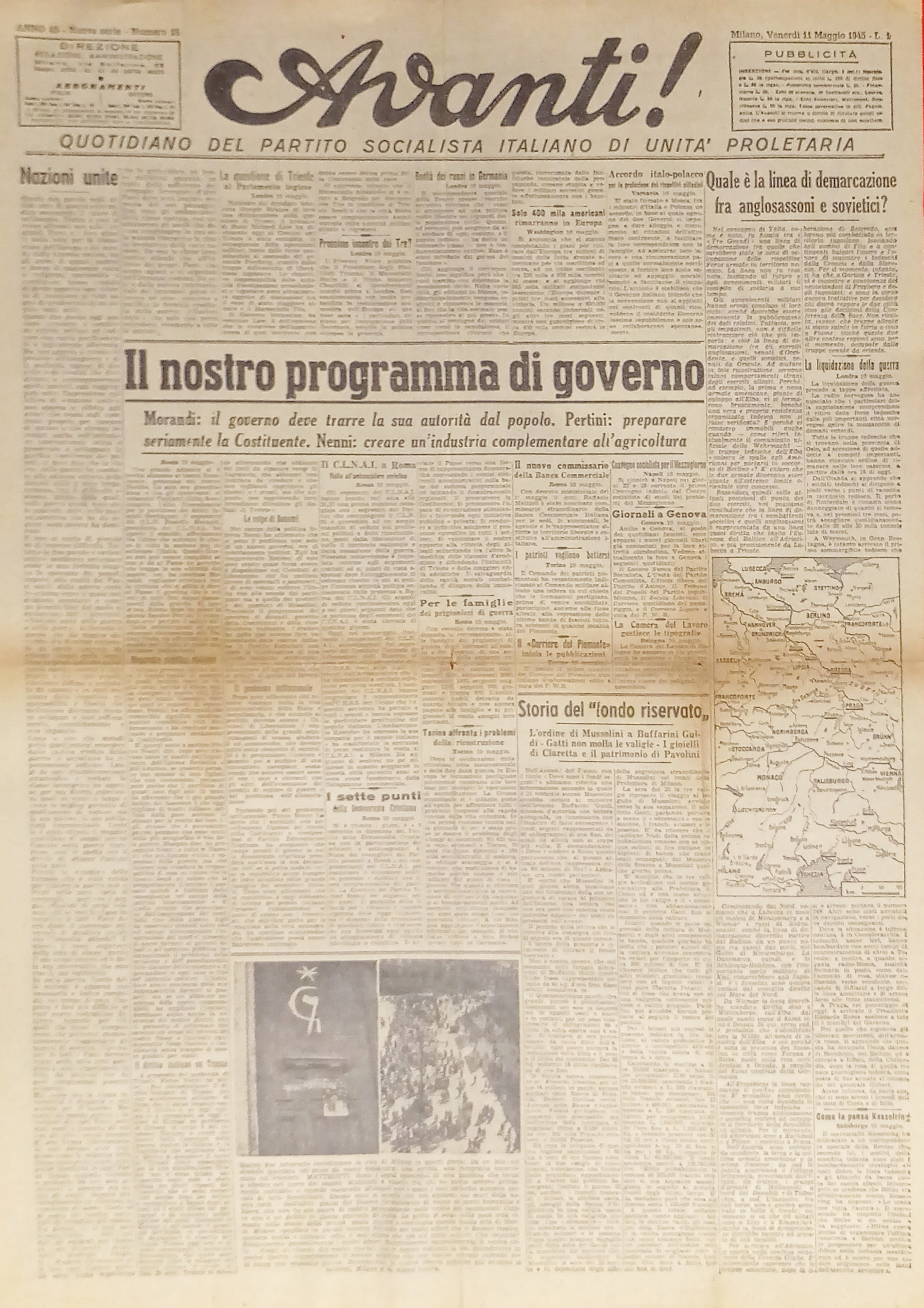Quotidiano Socialista - Avanti! N. 16 - 1945 Il nostro …