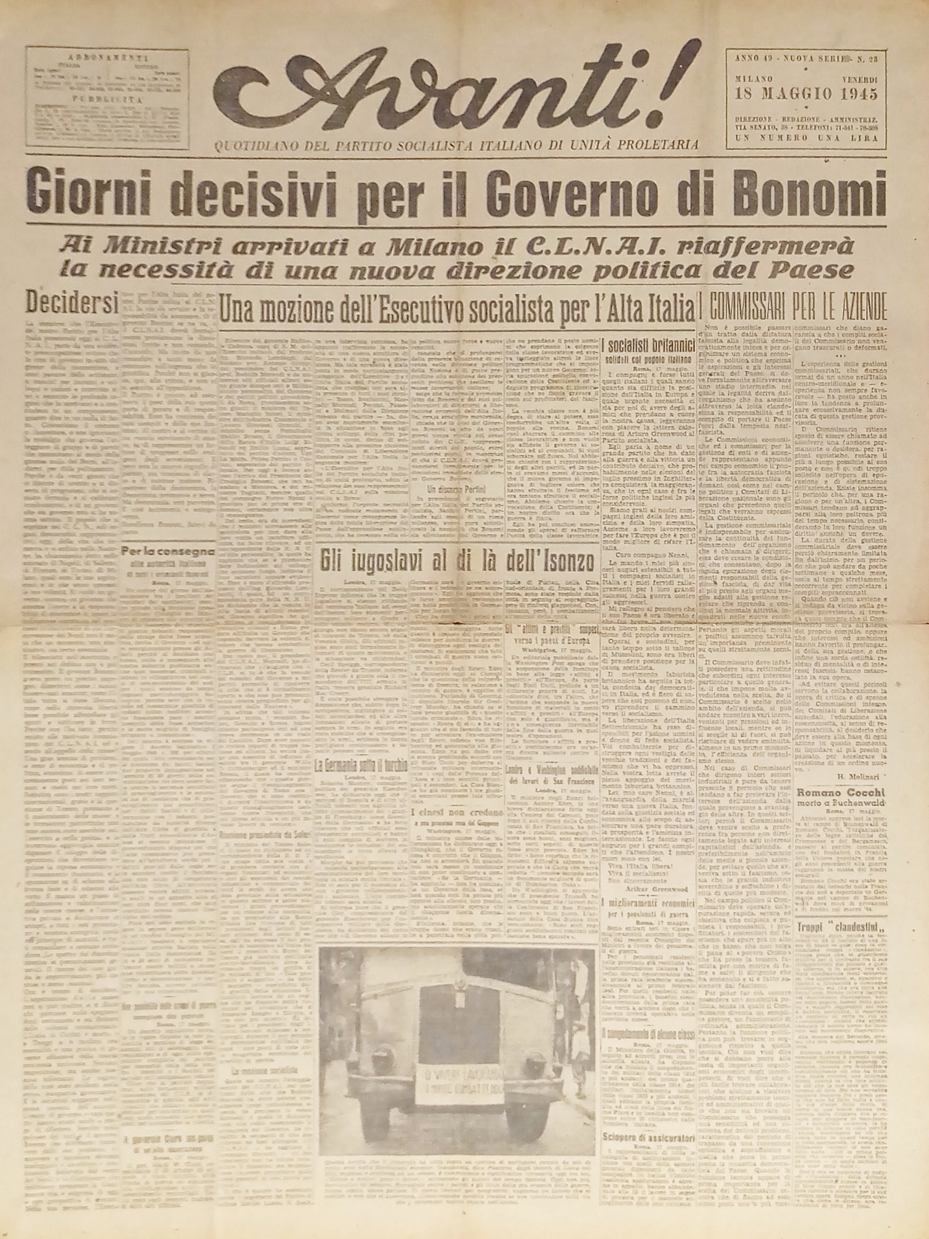 Quotidiano Socialista - Avanti! N. 23 - 1945 Giorni decisivi …