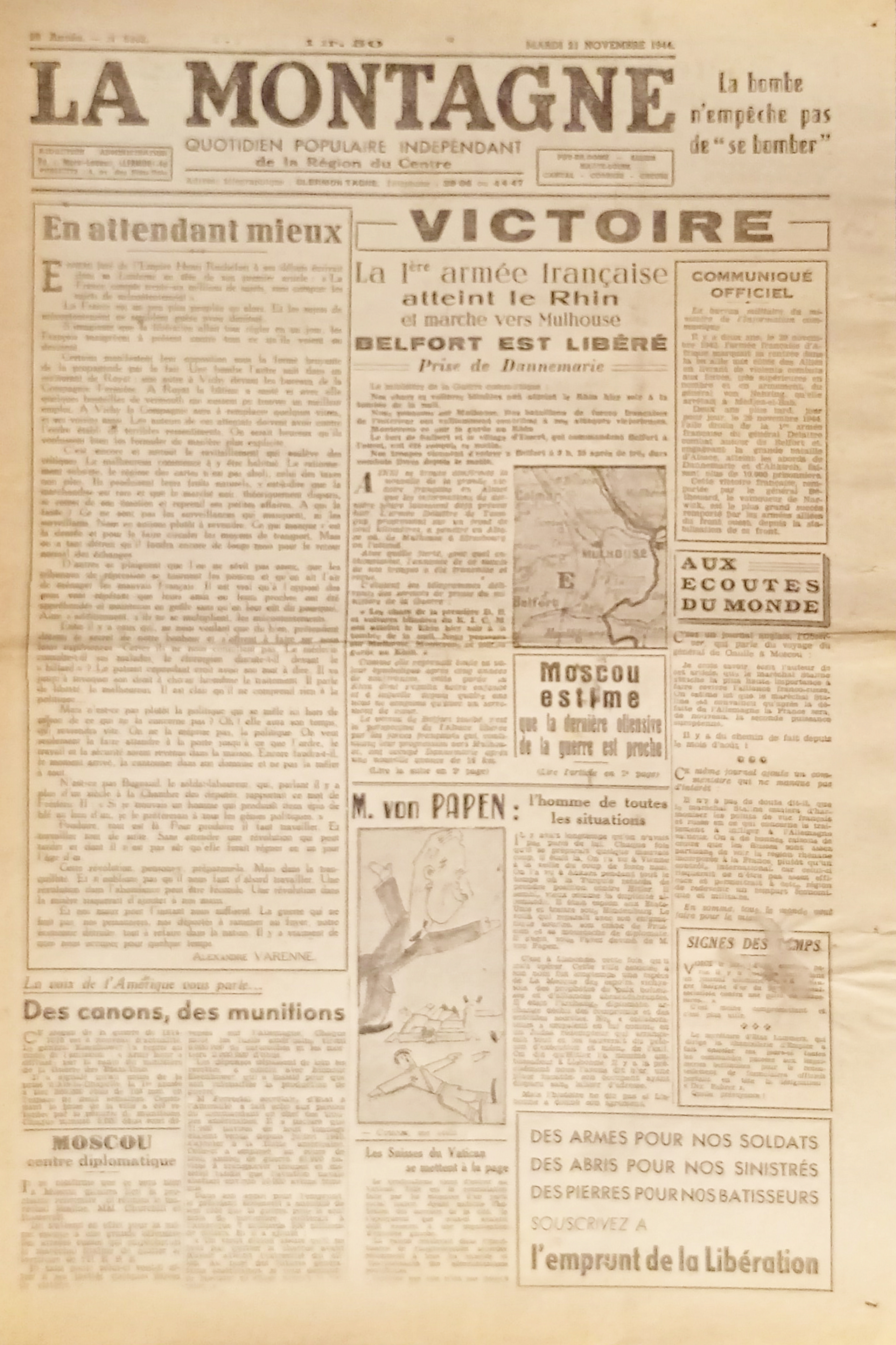 Quotidien - La Montagne N. 8302 - 1944 La Armée …