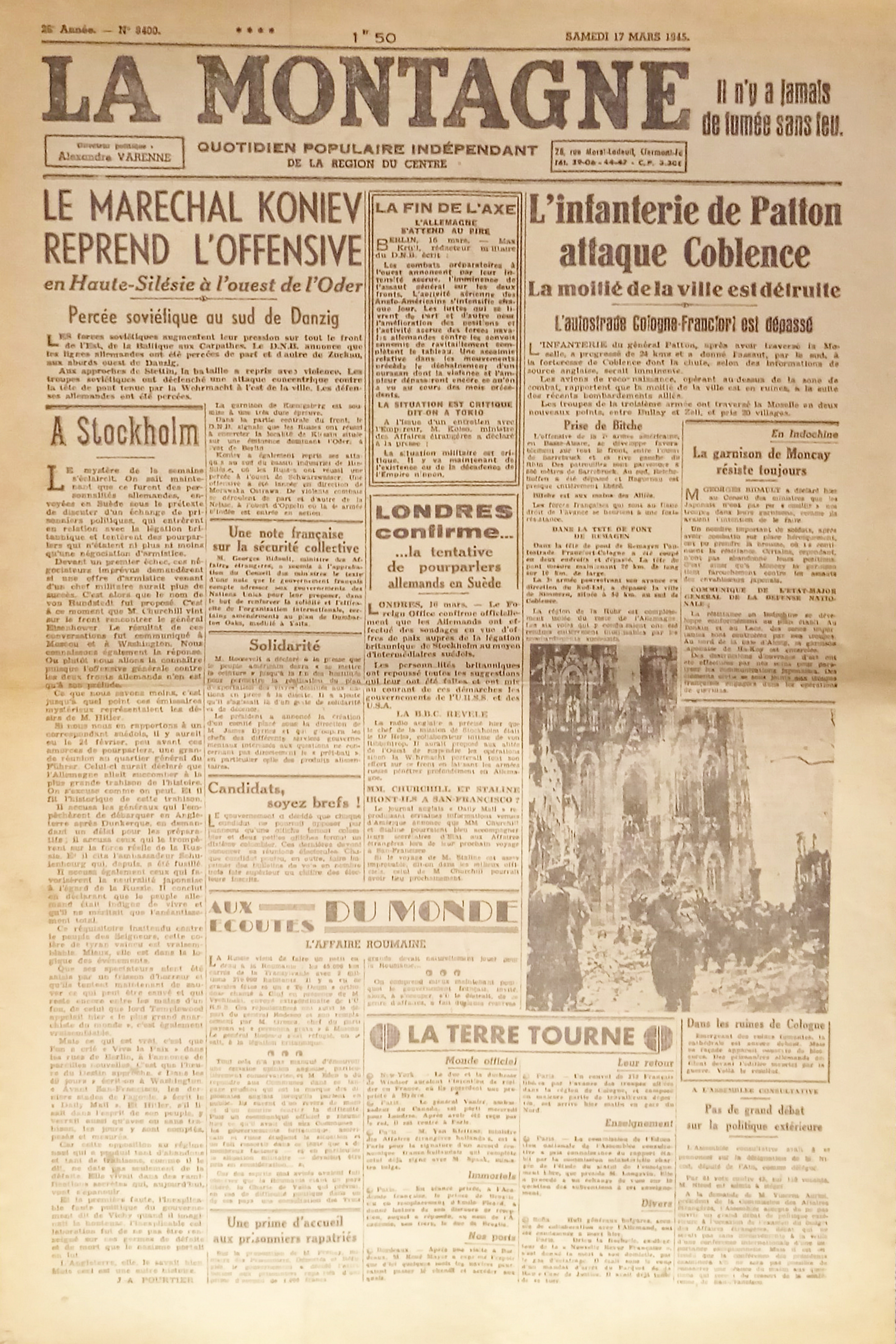 Quotidien - La Montagne N. 8400 - 1945 L'infanterie de …