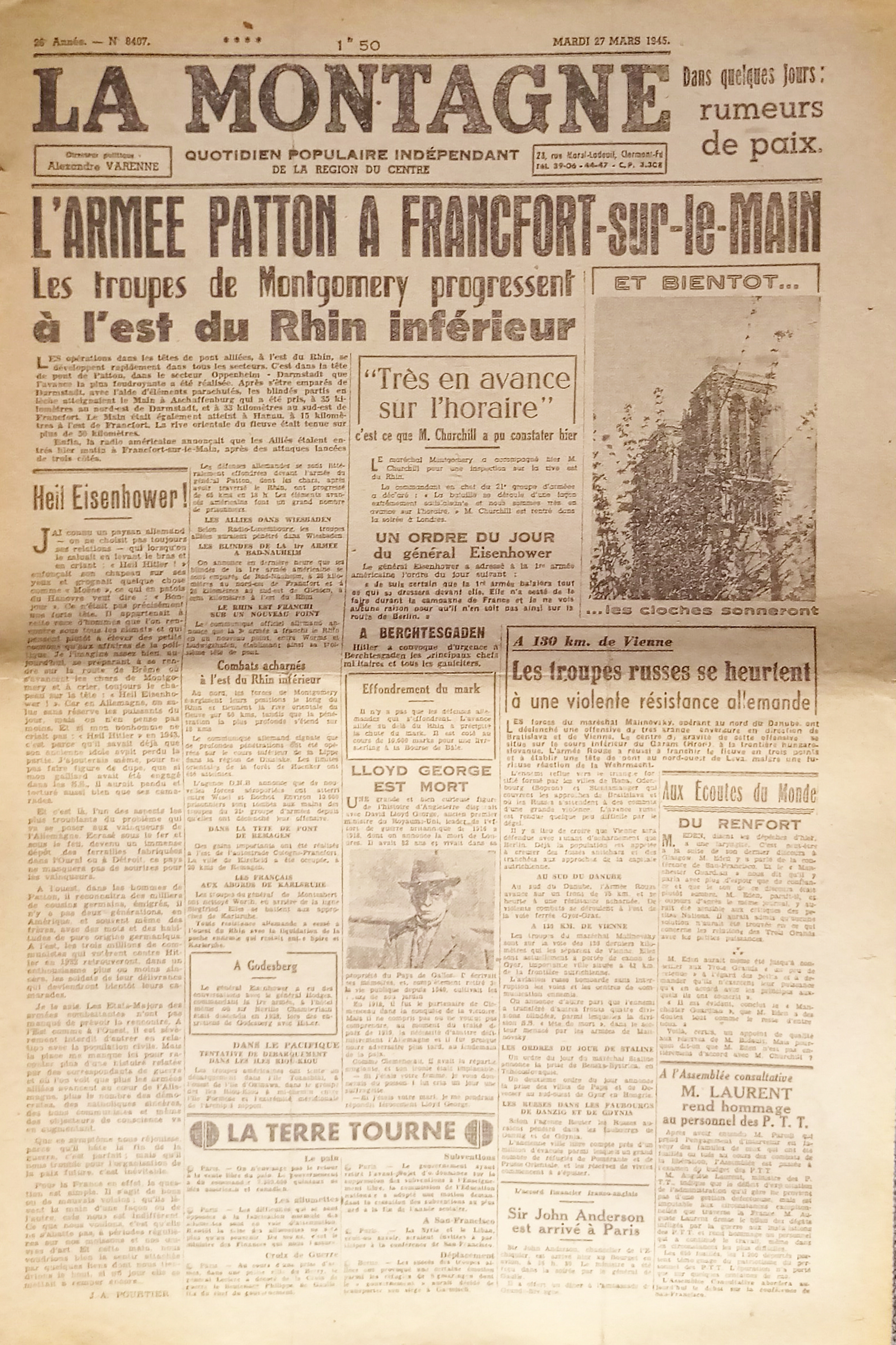 Quotidien - La Montagne N. 8407 - 1945 L'Armée Patton …