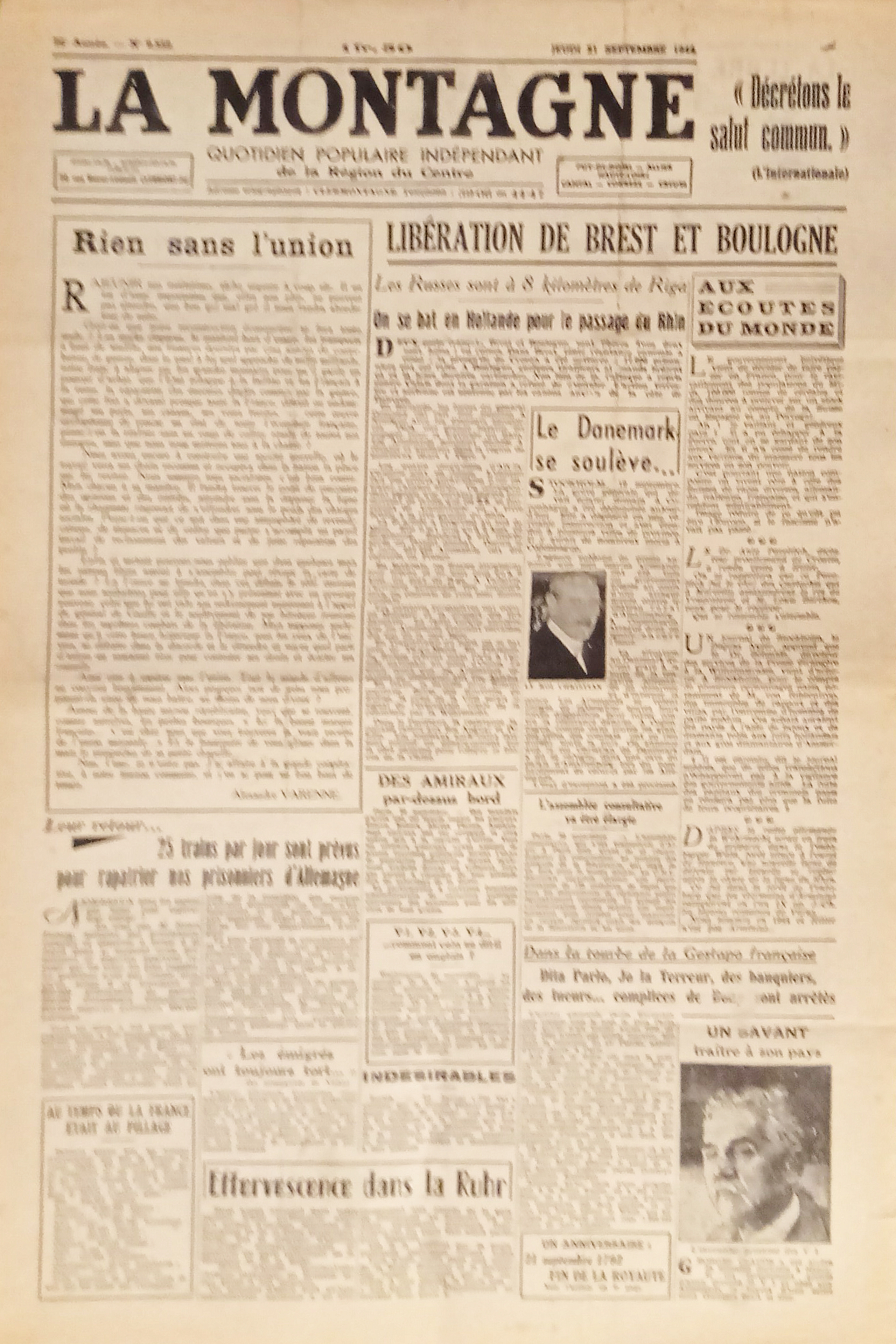 Quotidien - La Montagne N. 8552 - 1944 Libération de …