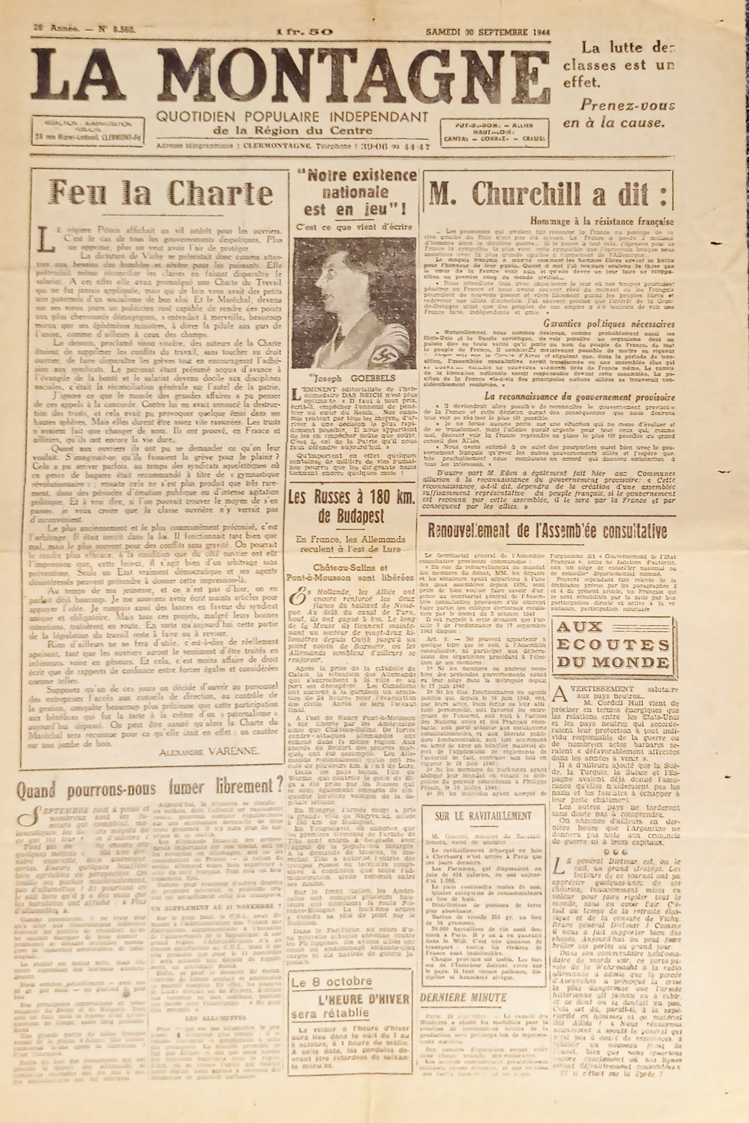 Quotidien - La Montagne N. 8560 - 1944 Les Russes …