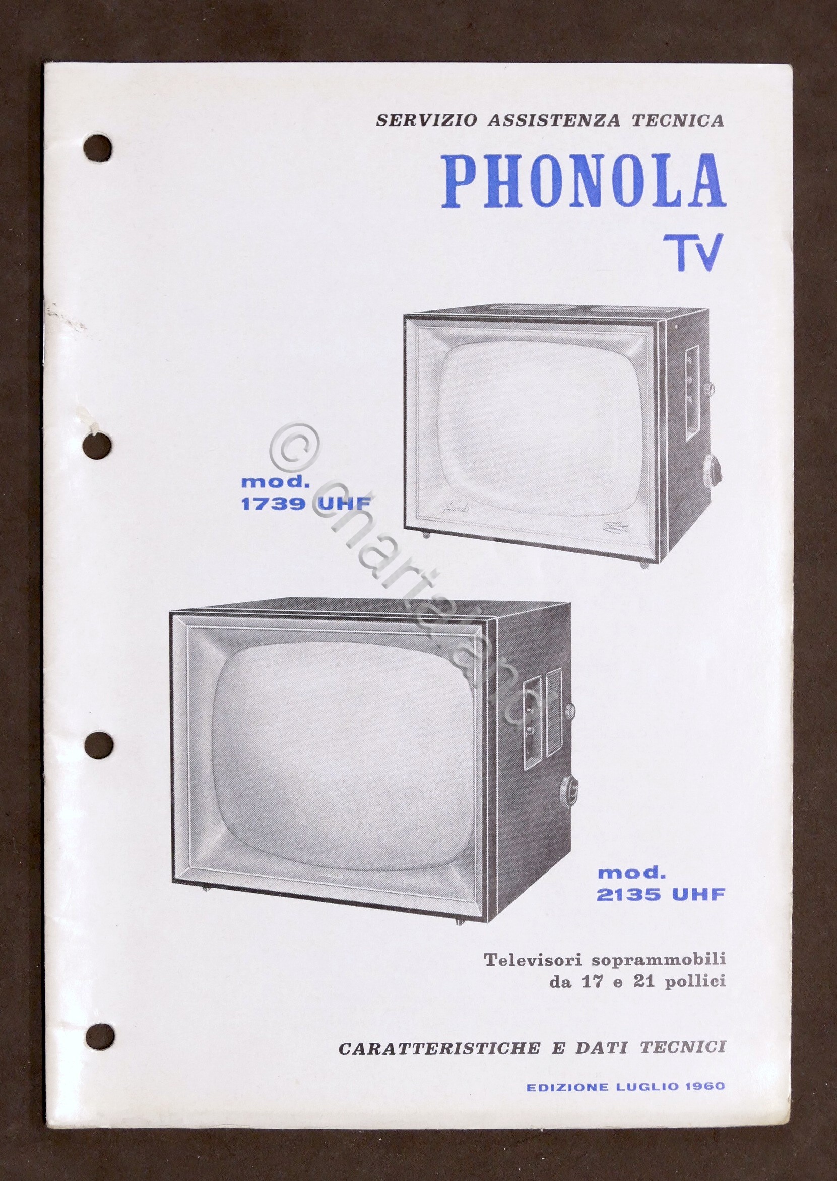 Radiotecnica - Phonola Tv - Caratteristiche e dati - mod. …