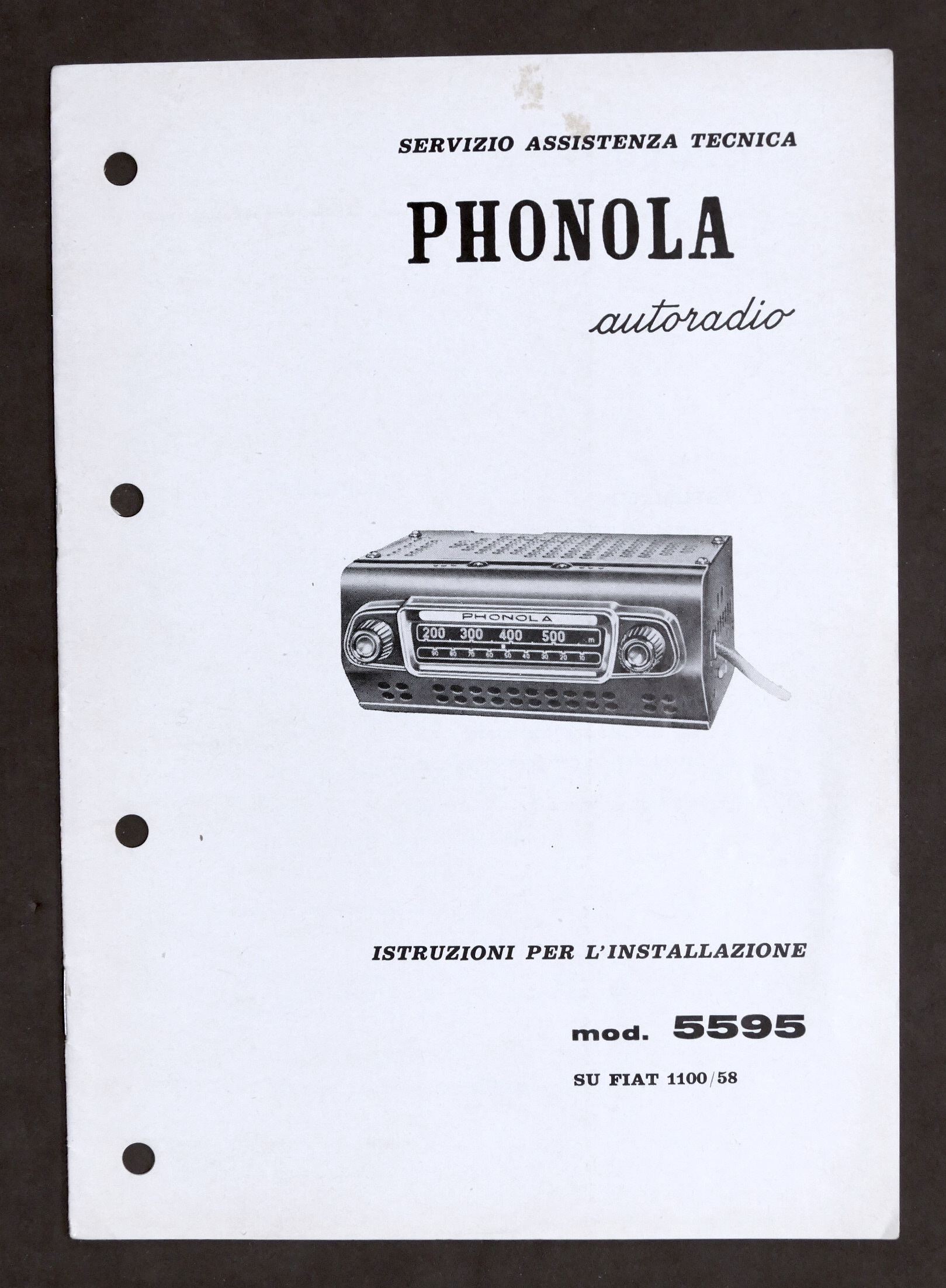 Radiotecnica Auto - Phonola autoradio mod. 5595 - Istruzioni per …