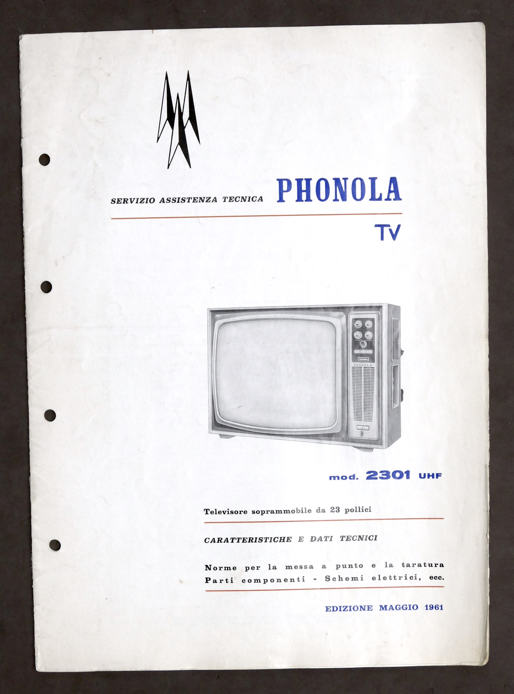 Radiotecnica Televisori Phonola Tv mod. 2301 Caratteristiche e dati - …