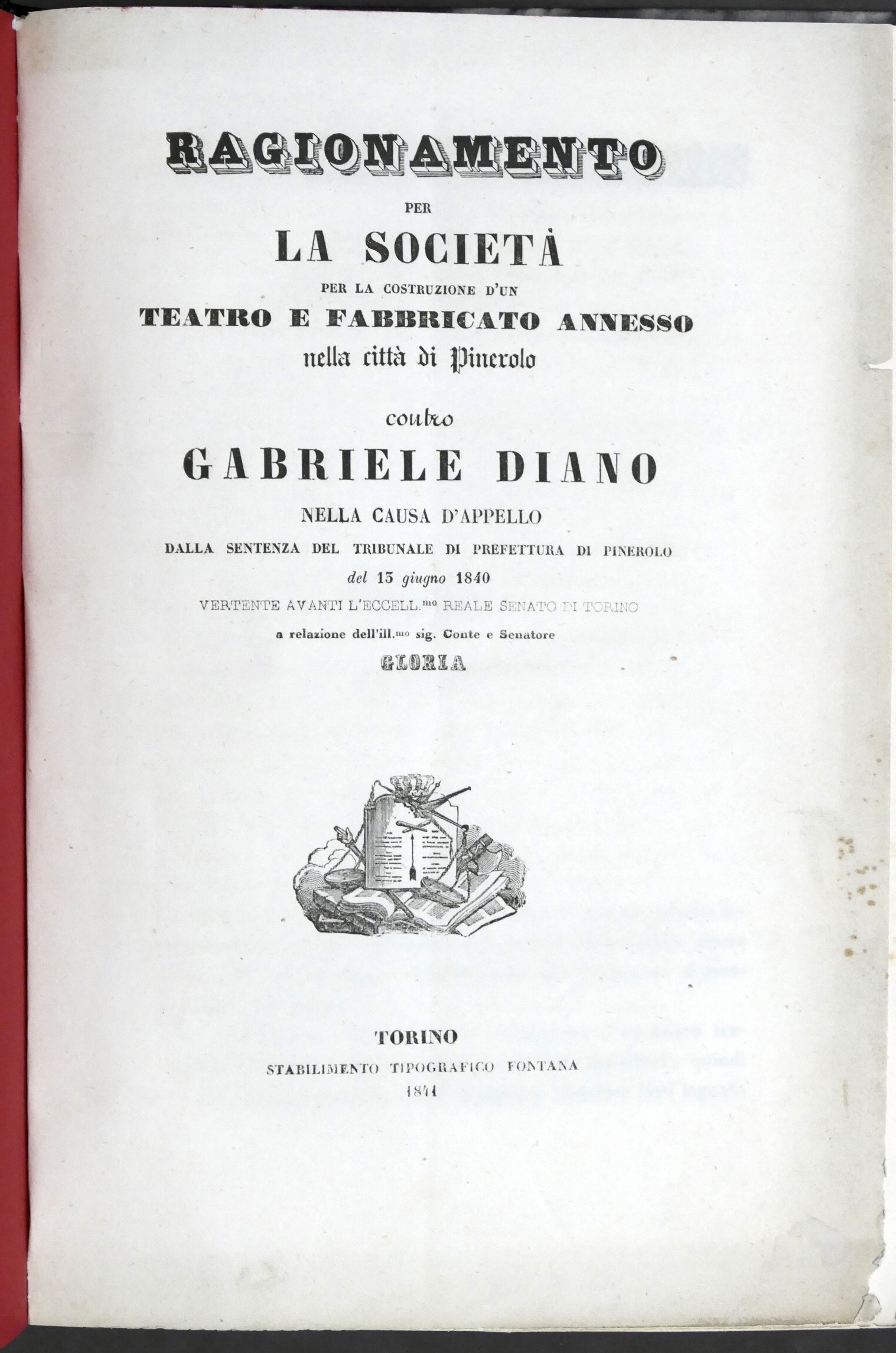 Ragionamento per Società costruzione teatro Città di Pinerolo - 1^ …