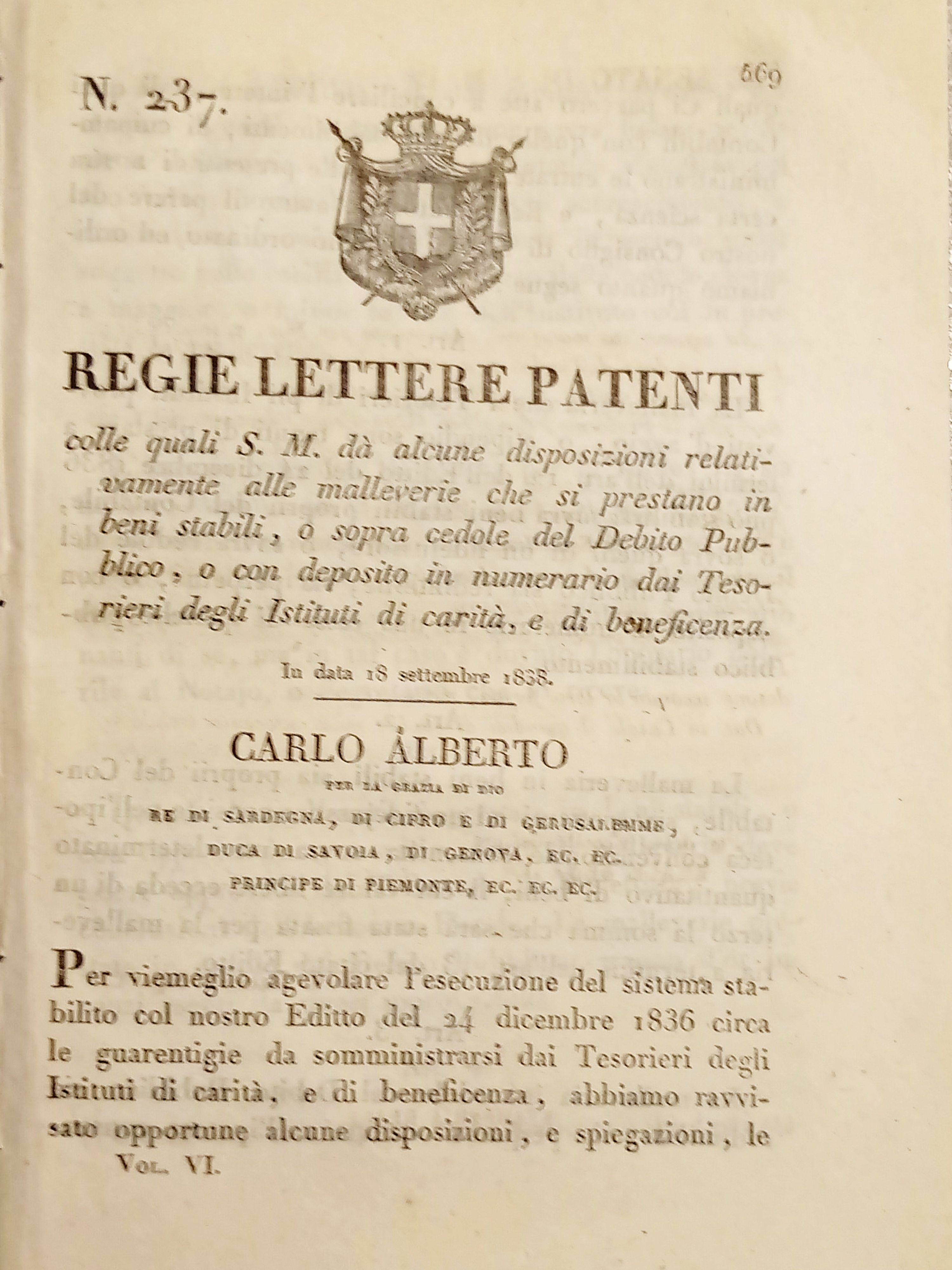 Regie Lette Patenti - Dà disposizioni relativamente alle malleverie - …
