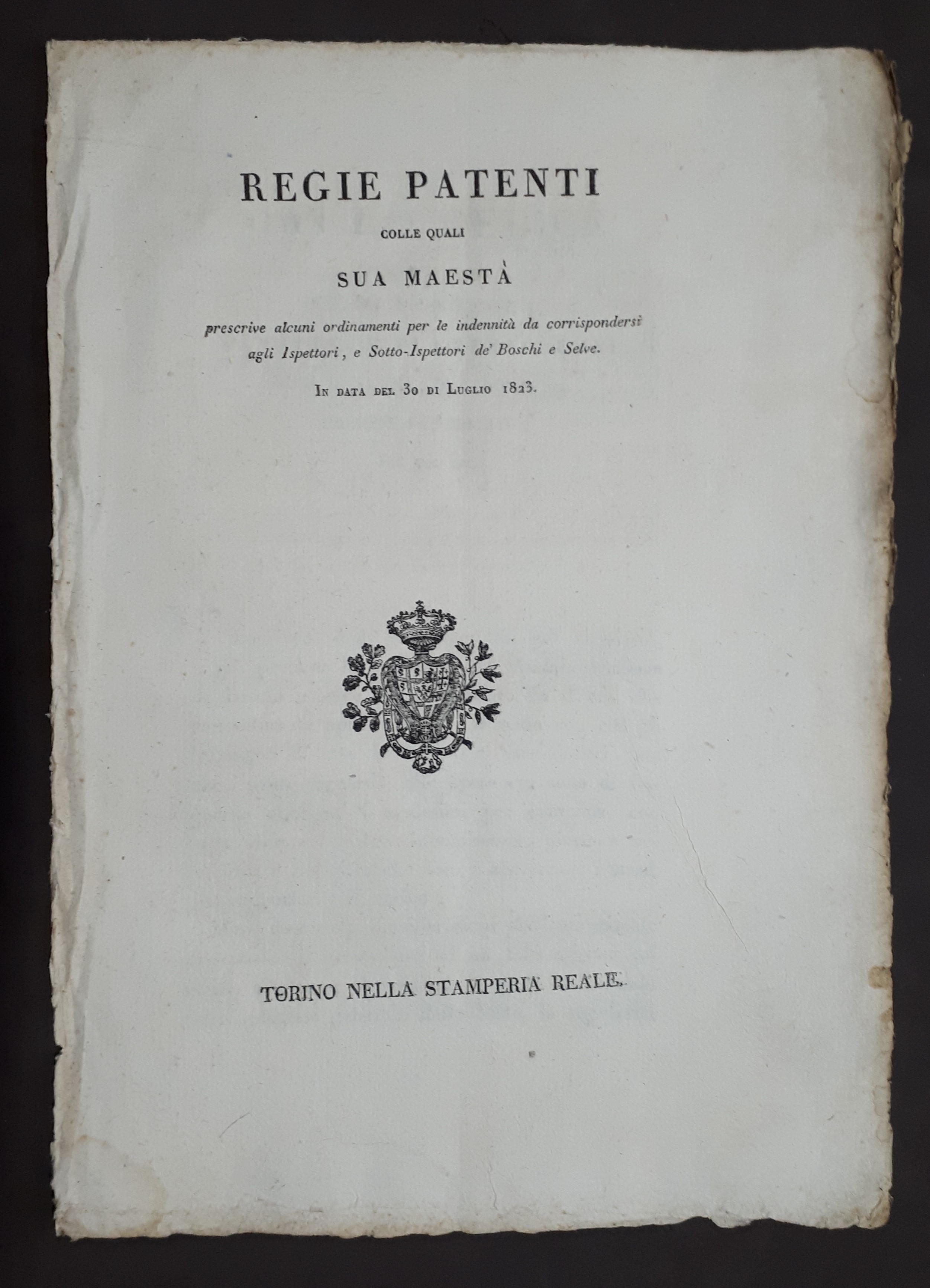 Regie Patenti - Indennità da corrispondere Ispettori dei Boschi e …