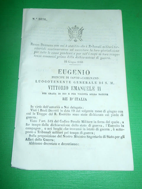 Regno d'Italia Regio Decreto Giurisdizione dei Tribunali Militari in Guerra …